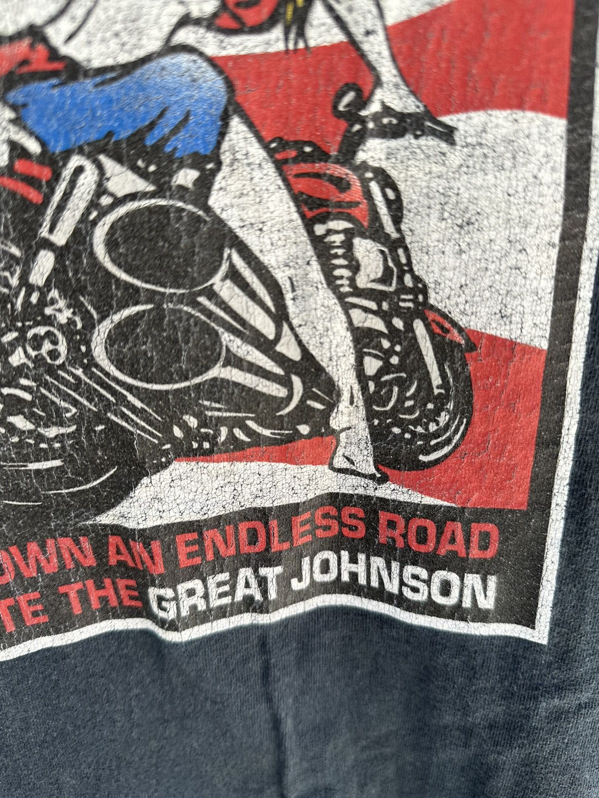 Harley Davidson Thrashed Vintage 90s Great Johnson Motorcycle Sun Faded Tee Size US M / EU 48-50 / 2 - 9 Thumbnail