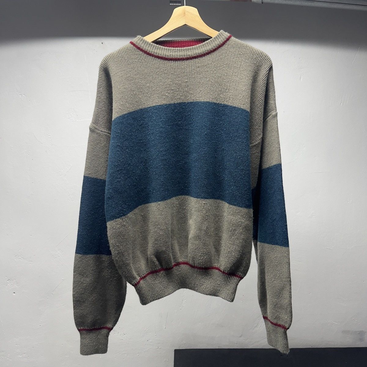 Vintage Faded Two Tone Green Blue Sweater ERD Grunge Chrome Size US XL / EU 56 / 4 - 1 Thumbnail