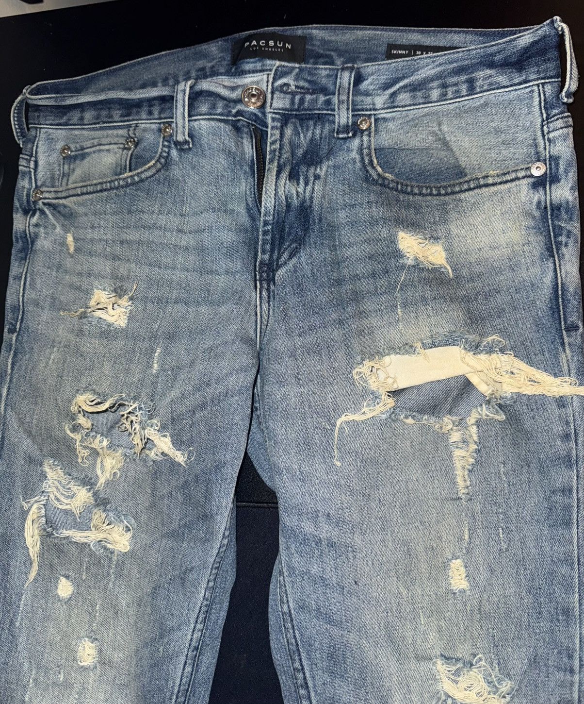 Vintage Men Blue Ripped Skinny Jeans Size US 30 / EU 46 - 5 Thumbnail