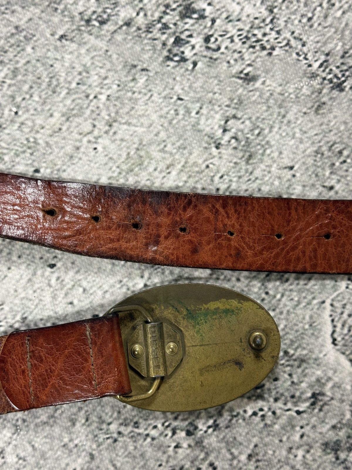 Diesel Diesel leather belt big buckle Y2K brown vintage Size 36 - 8 Thumbnail