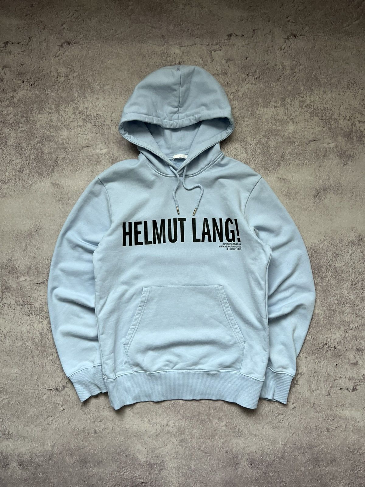 Helmut Lang Logo Print Hoodie Light Blue Size S Mens