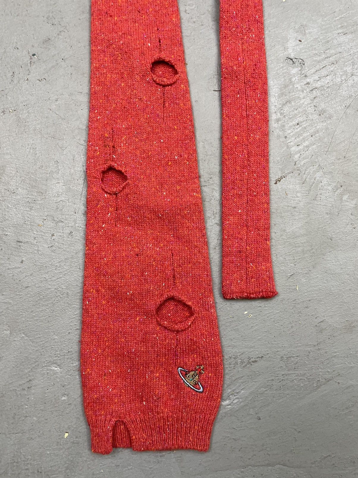 Vivienne Westwood VTG Vivienne Westwood Punk Red Wool Knit Distressed Necktie Size ONE SIZE - 2 Thumbnail