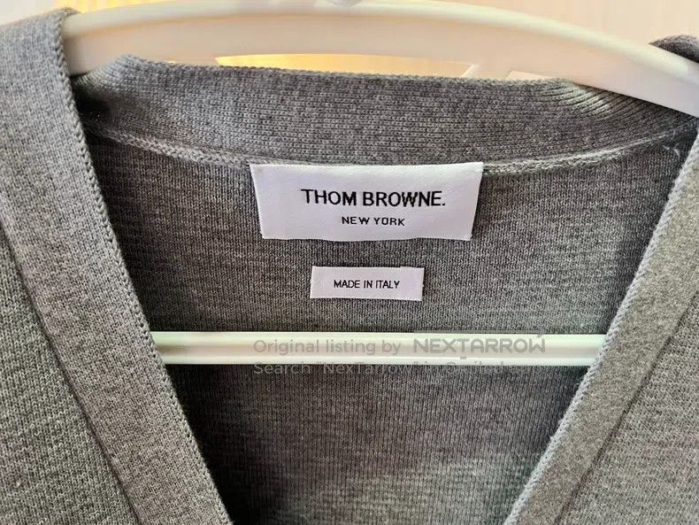 Thom Browne Thom Browne Gray and white striped pocket sweater Size US XL / EU 56 / 4 - 4 Thumbnail