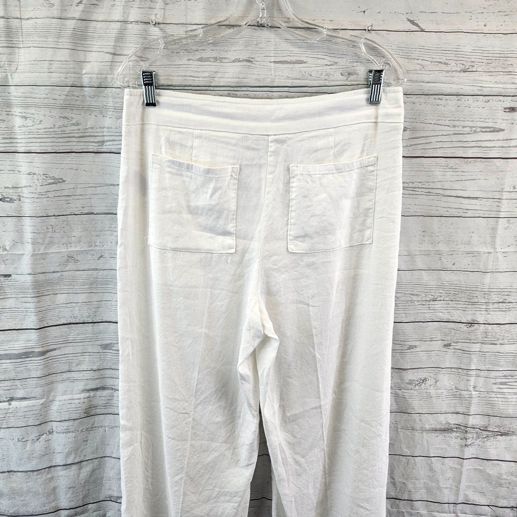 Vintage Chico's Womens Wide Leg Pants Sz 8 White Linen Blend High Rise Ankle Pants N/A? Size 30" / US 8 / IT 44 - 4 Thumbnail