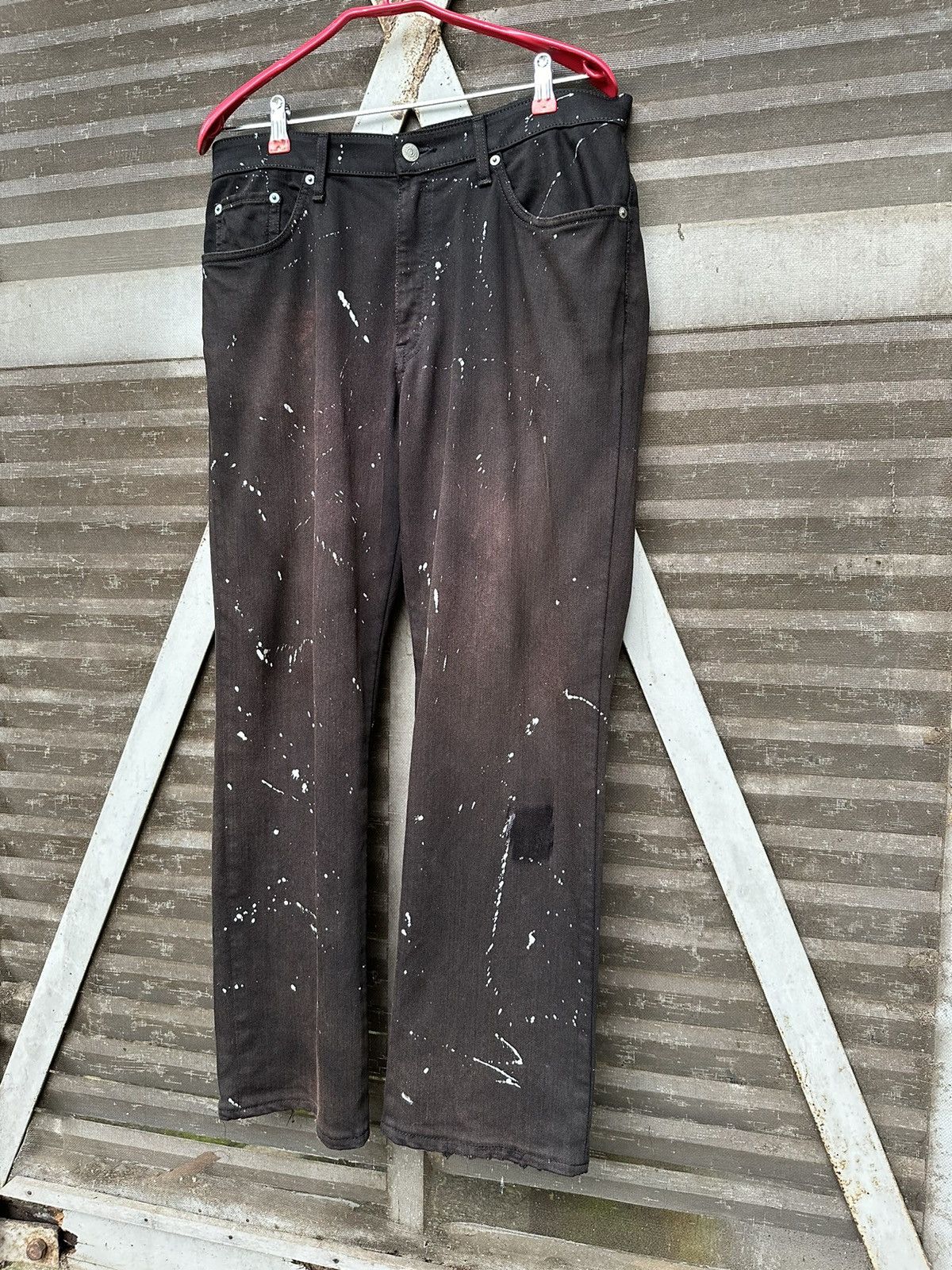 Edwin 👹Vintage Faded Lee Straight Cut Paint Splatter Pants Size US 32 / EU 48 - 3 Thumbnail