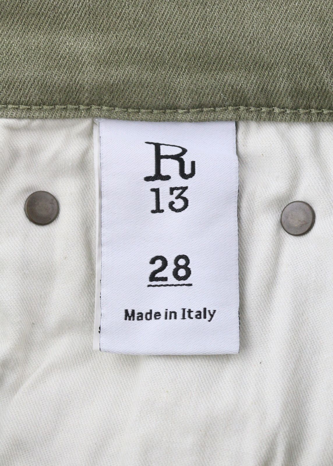 R13 JANE 28 Olive Green Stretch Loose Straight High Waist 86313 Size 28" / US 6 / IT 42 - 8 Thumbnail