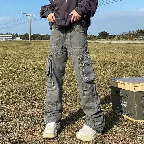 Jean Y2K Retro Multi-pocket Straight Cargo Pant Size US 31 - 1 Thumbnail