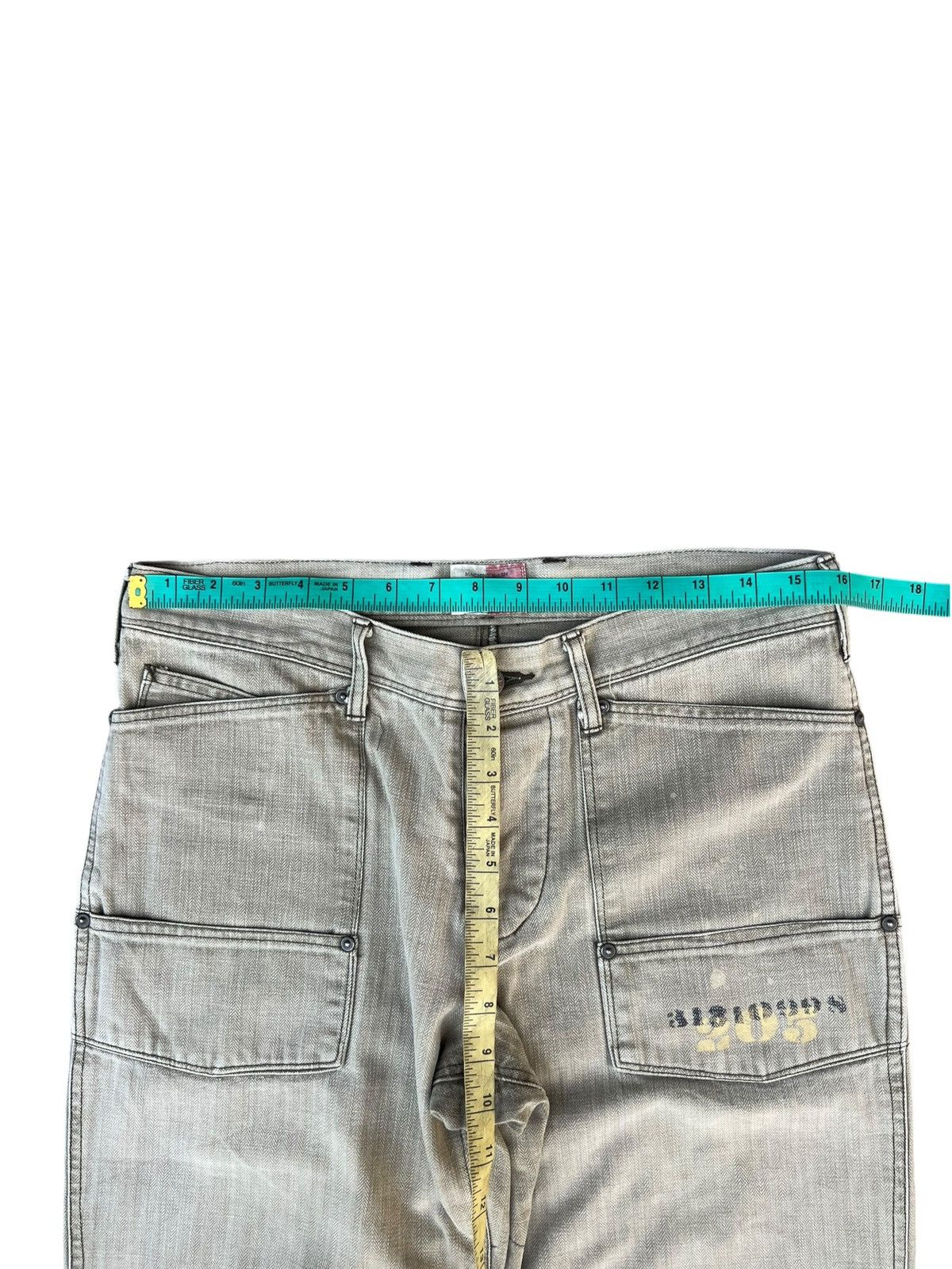 Vintage Old Betty’s Japan Fade Olive Green HBT Striped Cargo Trouser Size US 30 / EU 46 - 4 Thumbnail