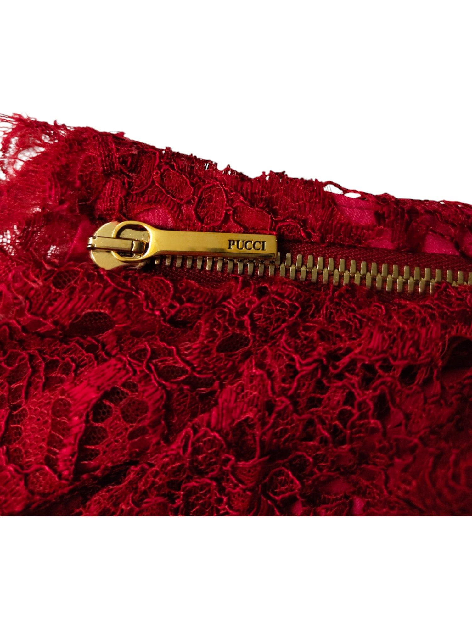 Emilio Pucci Burgundy One-Shoulder Lace Dress Size S / US 4 / IT 40 - 3 Thumbnail