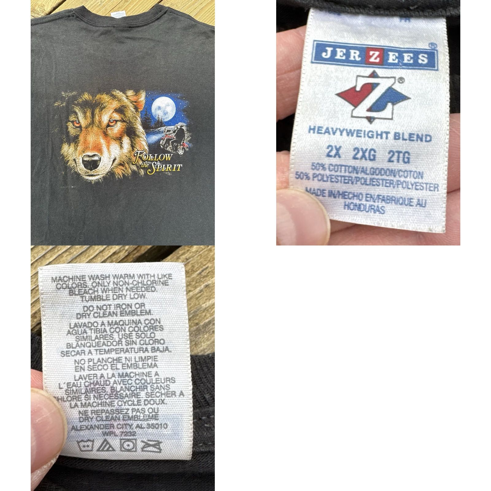 Jerzees VINTAGE Y2K Wolf Eagle Biker T Shirt American Legends Motorcycle 2XL Men Size US XXL / EU 58 / 5 - 8 Thumbnail