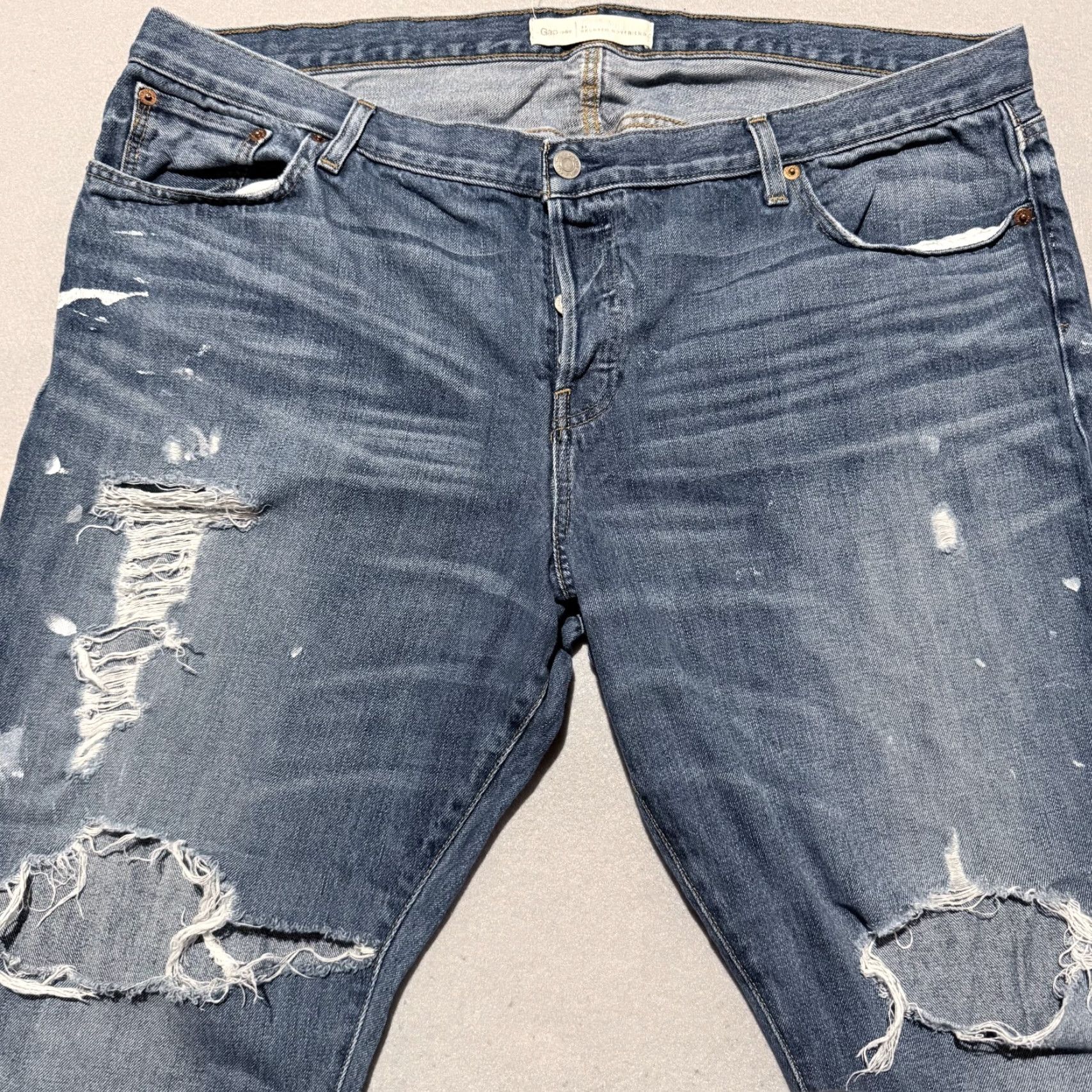 Gap Gap Jeans Womens Blue Denim Distressed Paint Splatter Relaxed Fit - 35 Size 24" / US 00 / IT 34 - 3 Thumbnail