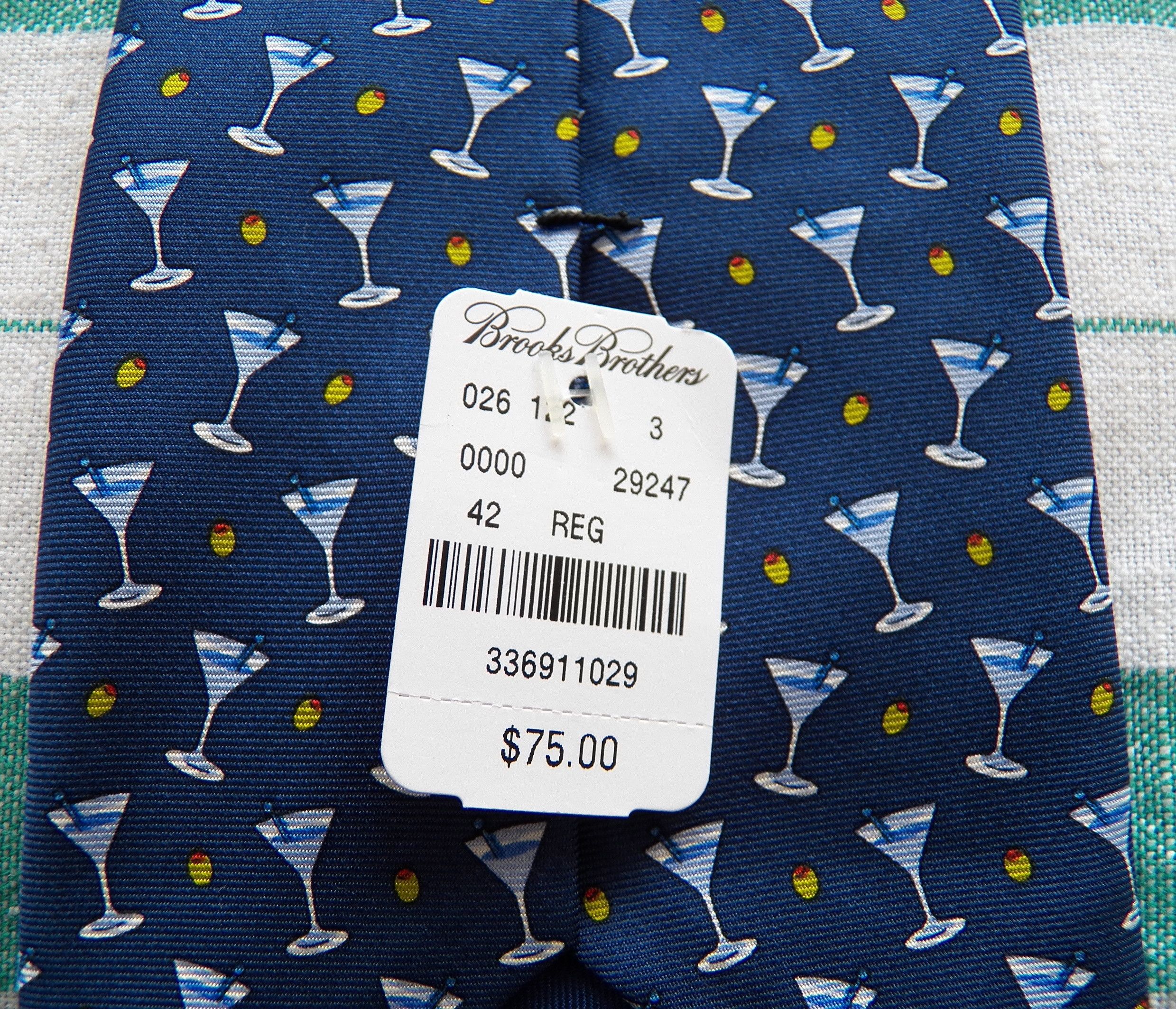 Brooks Brothers Brooks Brothers Country Club Silk Necktie blue martini olive Size ONE SIZE - 6 Thumbnail