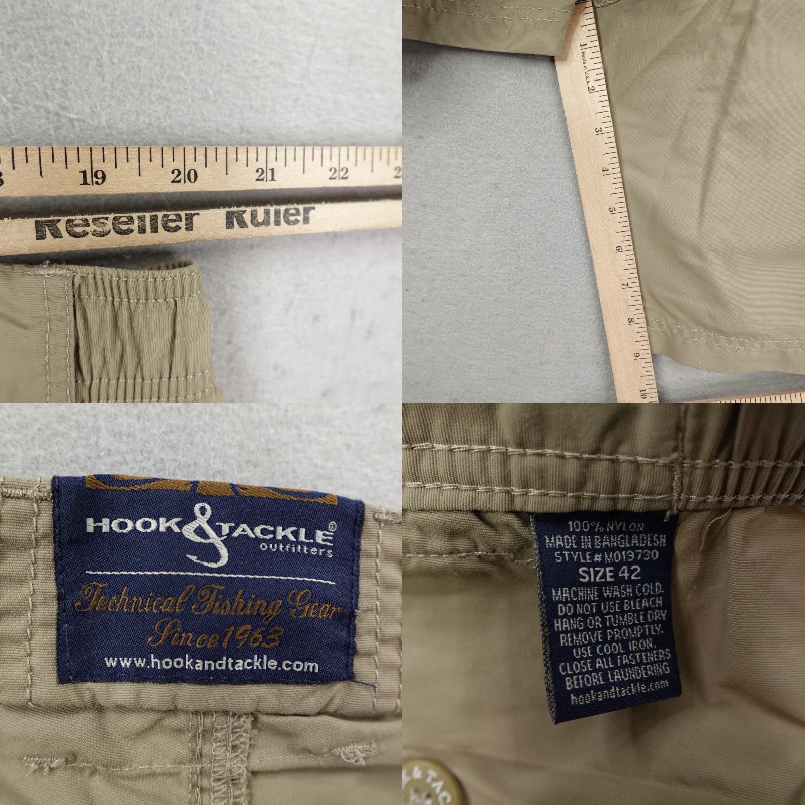Vintage Hook & Tackle Cargo Shorts Mens 42 Khaki Outdoor Fishing Elastic Waist Lightweight Size US 42 / EU 58 - 8 Thumbnail