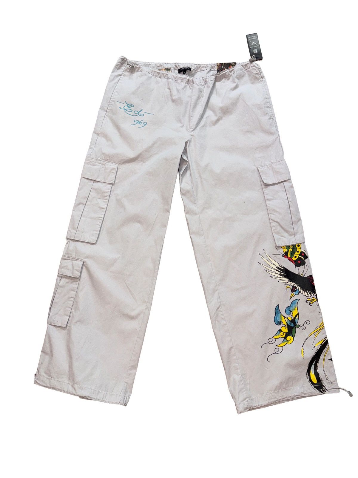 Ed Hardy Ed Hardy Butterflies Poplin Cargo Pants Light Grey LARGE Size 32" / US 10 / IT 46 - 4 Thumbnail
