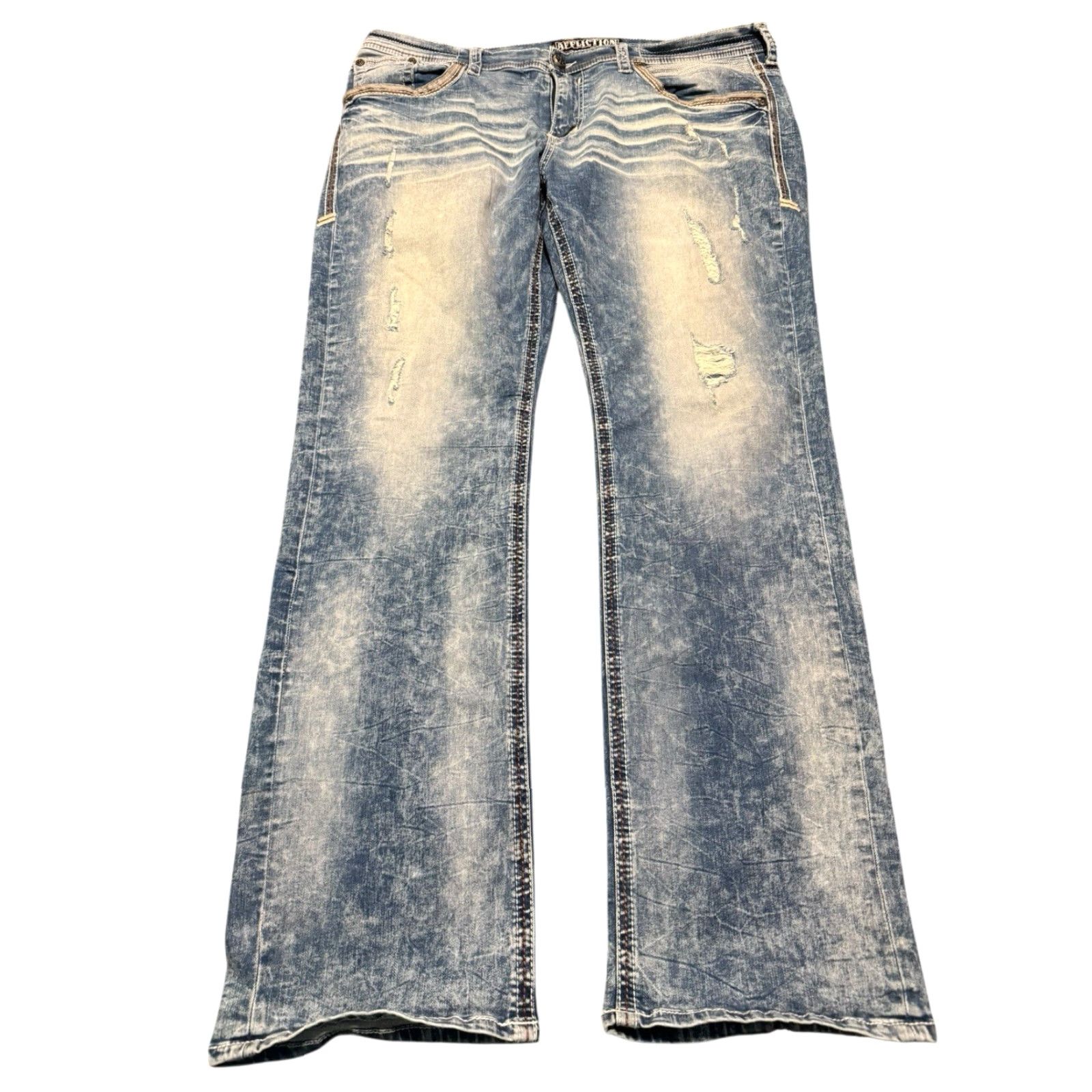 Affliction VINTAGE Affliction Ace Denim Jeans Distressed Blue 42x34 Jeans Men Big & Tall 5-Pocket Embroidered Denim Baggy? Size US 42 / EU 58 - 3 Thumbnail
