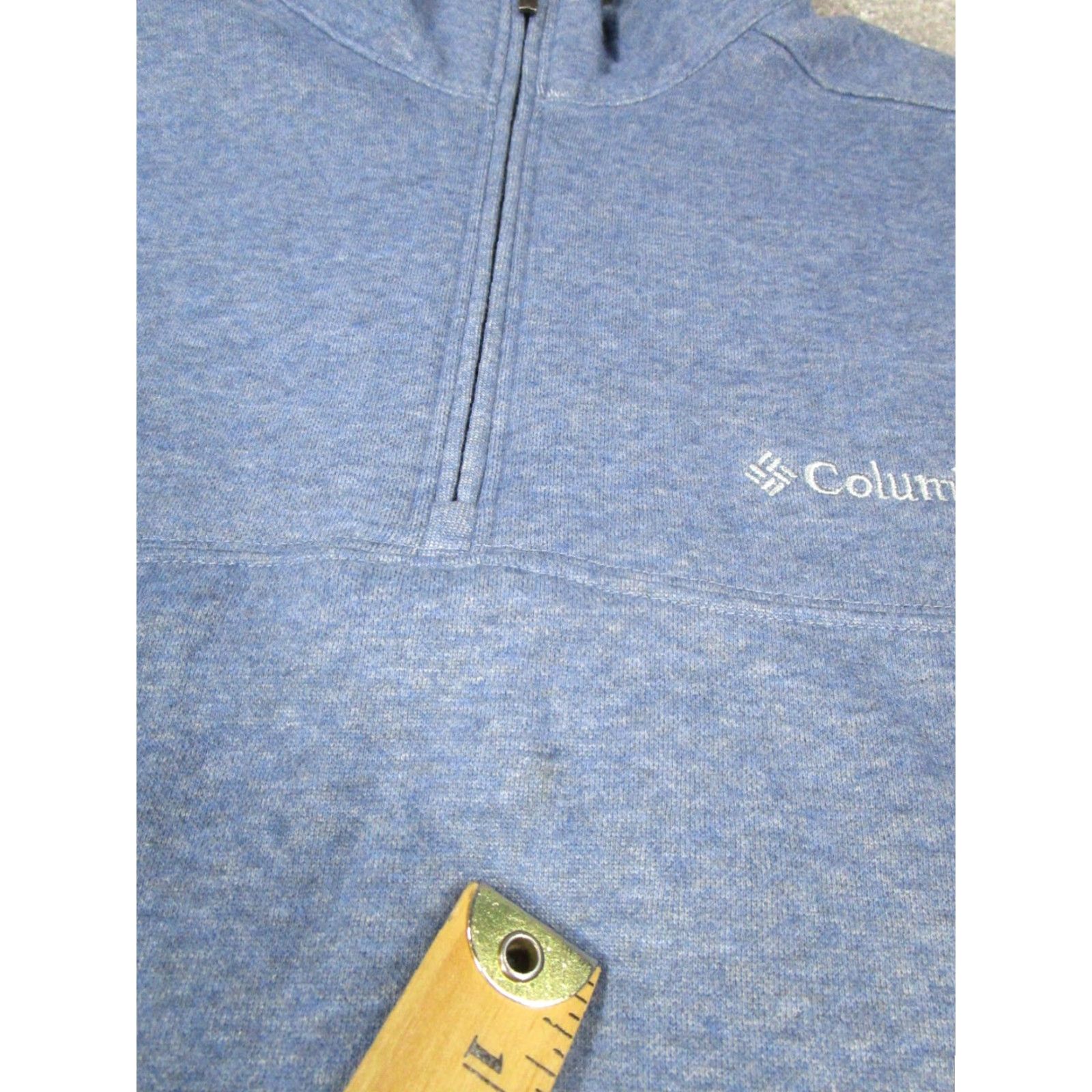 Vintage Columbia Sweater Mens Large Blue Mock Neck Pullover Fleece Cotton Half Zip Ski Hiking Golf Camp Union Casual Size US L / EU 52-54 / 3 - 5 Thumbnail