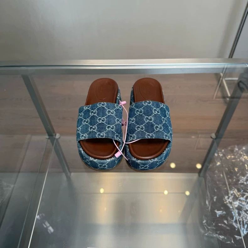 Gucci Gucci Denim ThickSoled Slide Sandals-2505 Size US 6 / IT 36 - 3 Thumbnail