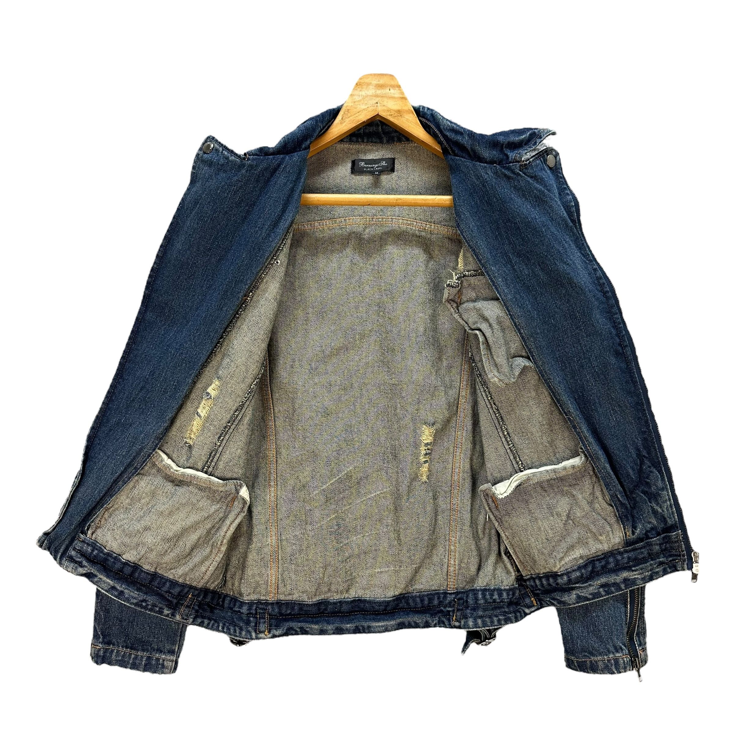 Japanese Brand Berning Sho Black Label Double Collar Denim Jacket #A27-0620 Size US M / EU 48-50 / 2 - 8 Thumbnail