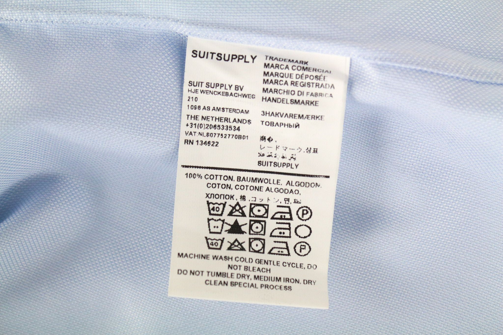 Suitsupply ~S Slim Blue Cotton Cutaway Classic 72841 Size US S / EU 44-46 / 1 - 6 Thumbnail