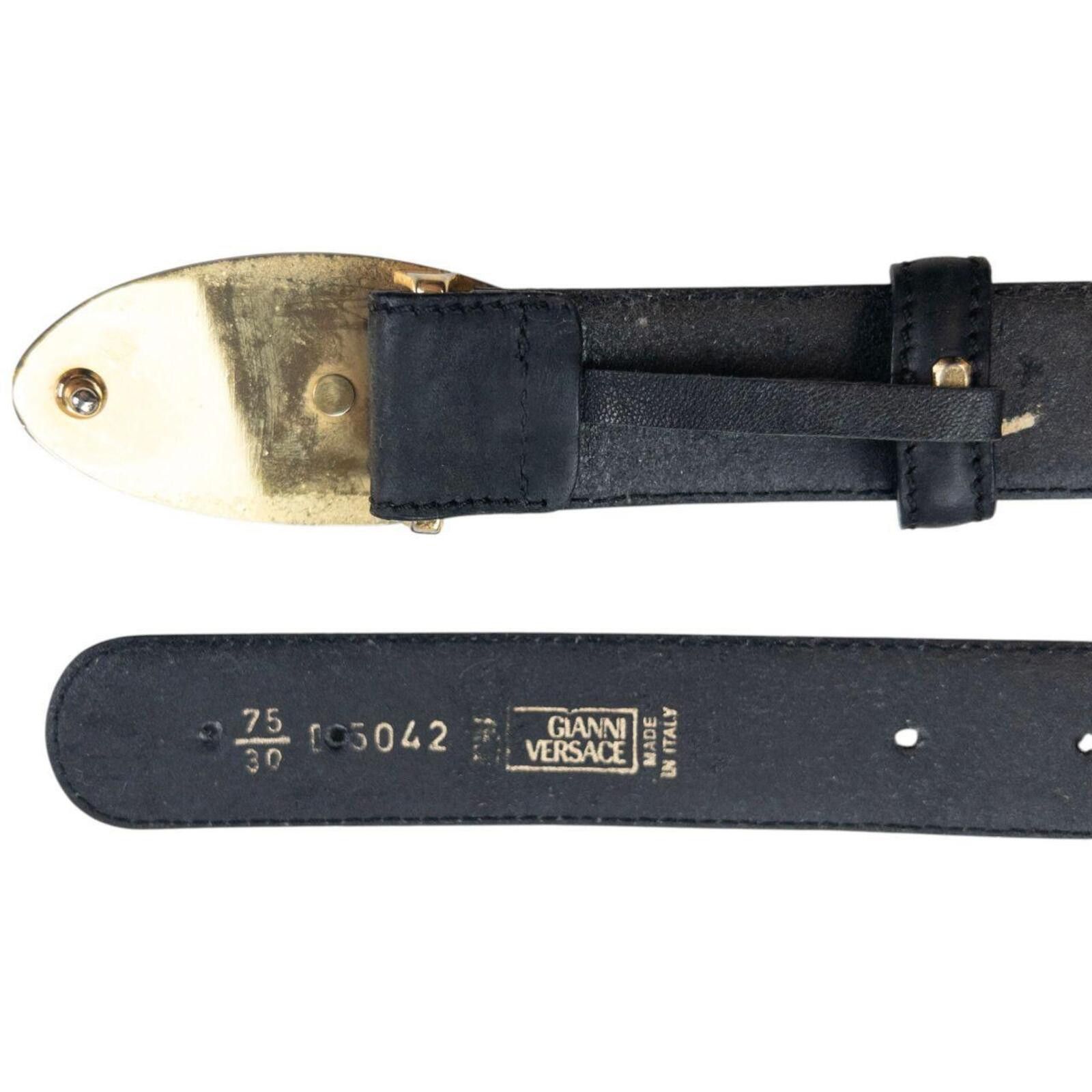 Versace Vintage 90s Gianni Versace Medusa Buckle Leather Belt Size M Size ONE SIZE - 4 Thumbnail