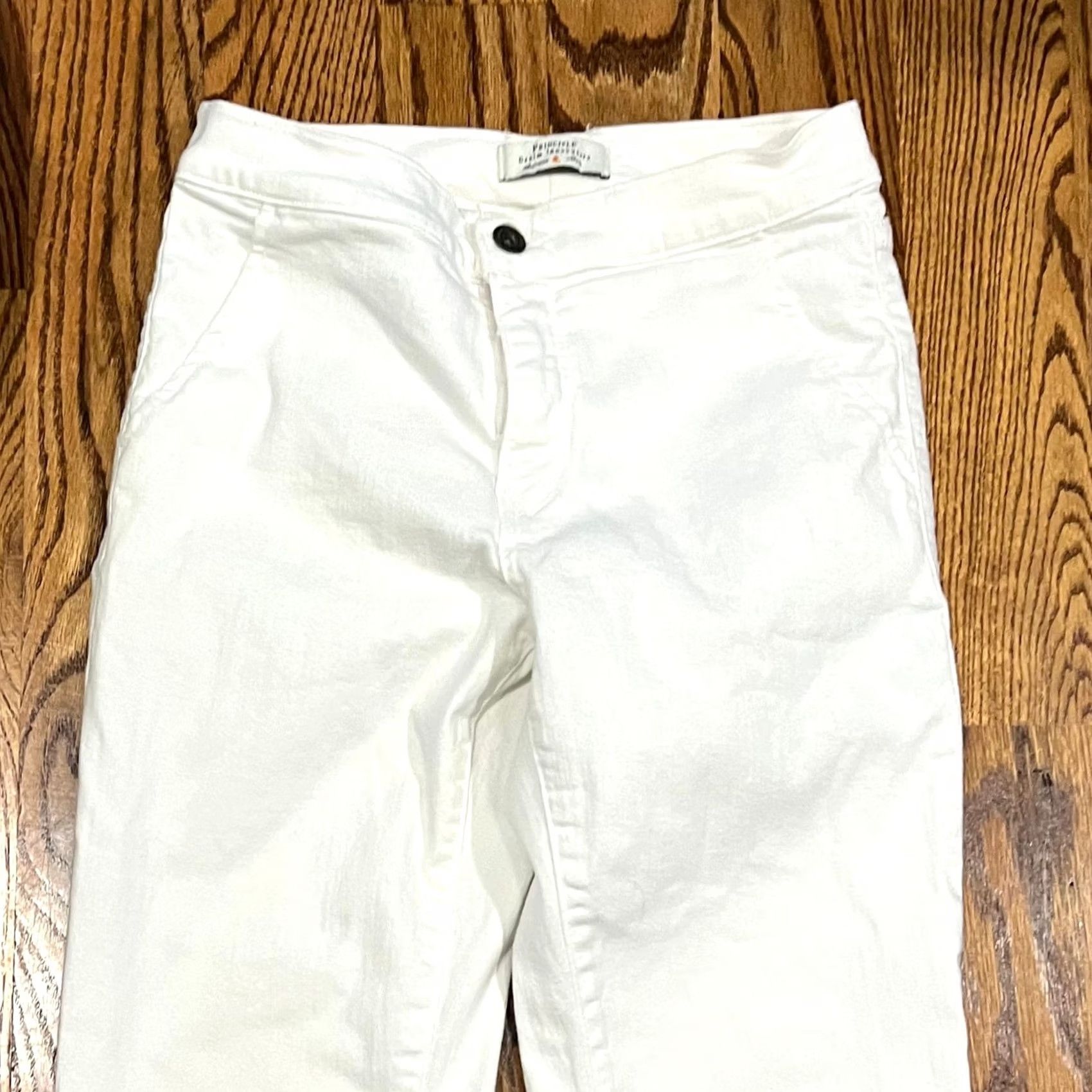 Vintage Principle Denim White Jeans The Allure Mid Rise Raw Frayed Hem Stretch Size 27 Womens Jeans Bootcut Size 27" / US 4 / IT 40 - 2 Thumbnail