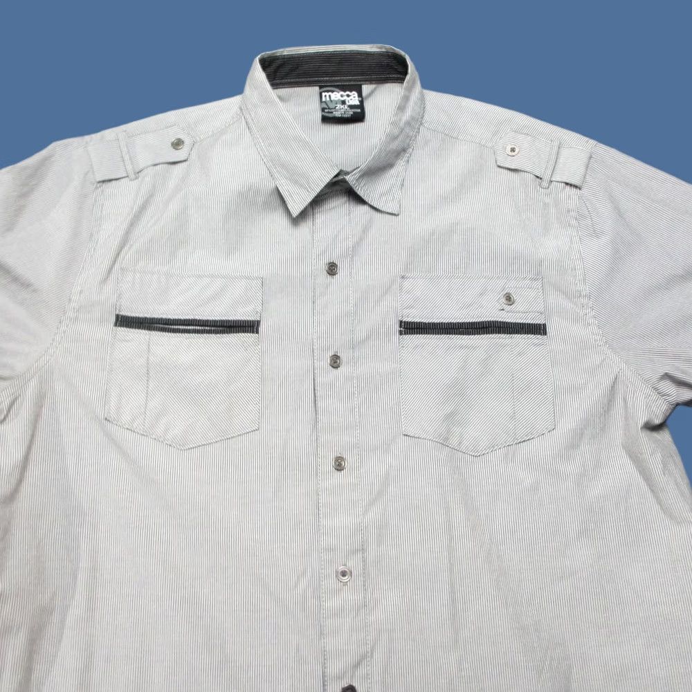 Vintage Mecca Shirt Mens 2XL Gray Pinstripe Short Sleeve Snap Front Garage Y2K Shop USA Shirt Size US XXL / EU 58 / 5 - 1 Thumbnail