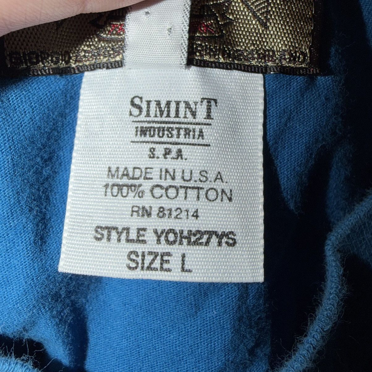 Armani Vintage 90s Armani Jeans Short Sleeve Tonal Shirt Blue Wash Size US L / EU 52-54 / 3 - 4 Thumbnail