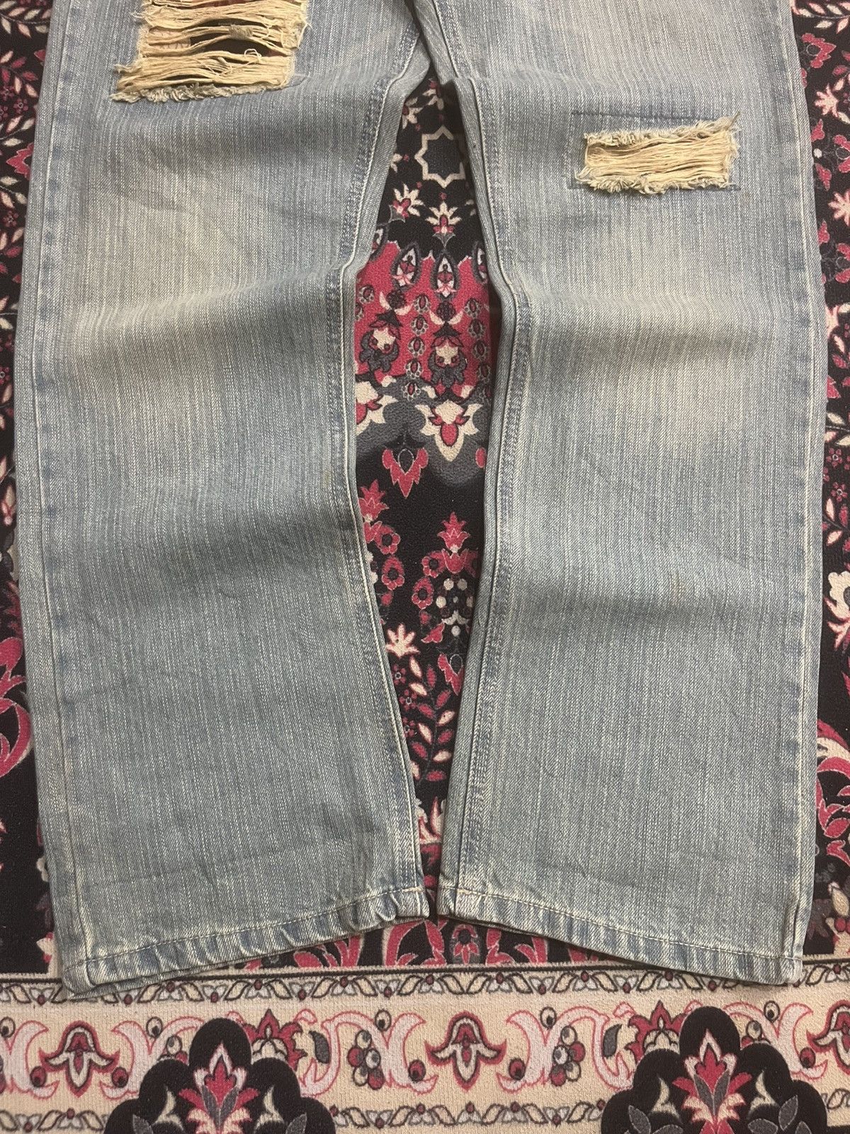 Japanese Brand Vintage Jouer Aux Echecs Double Waist Floral Distressed Jean Size US 30 / EU 46 - 8 Thumbnail