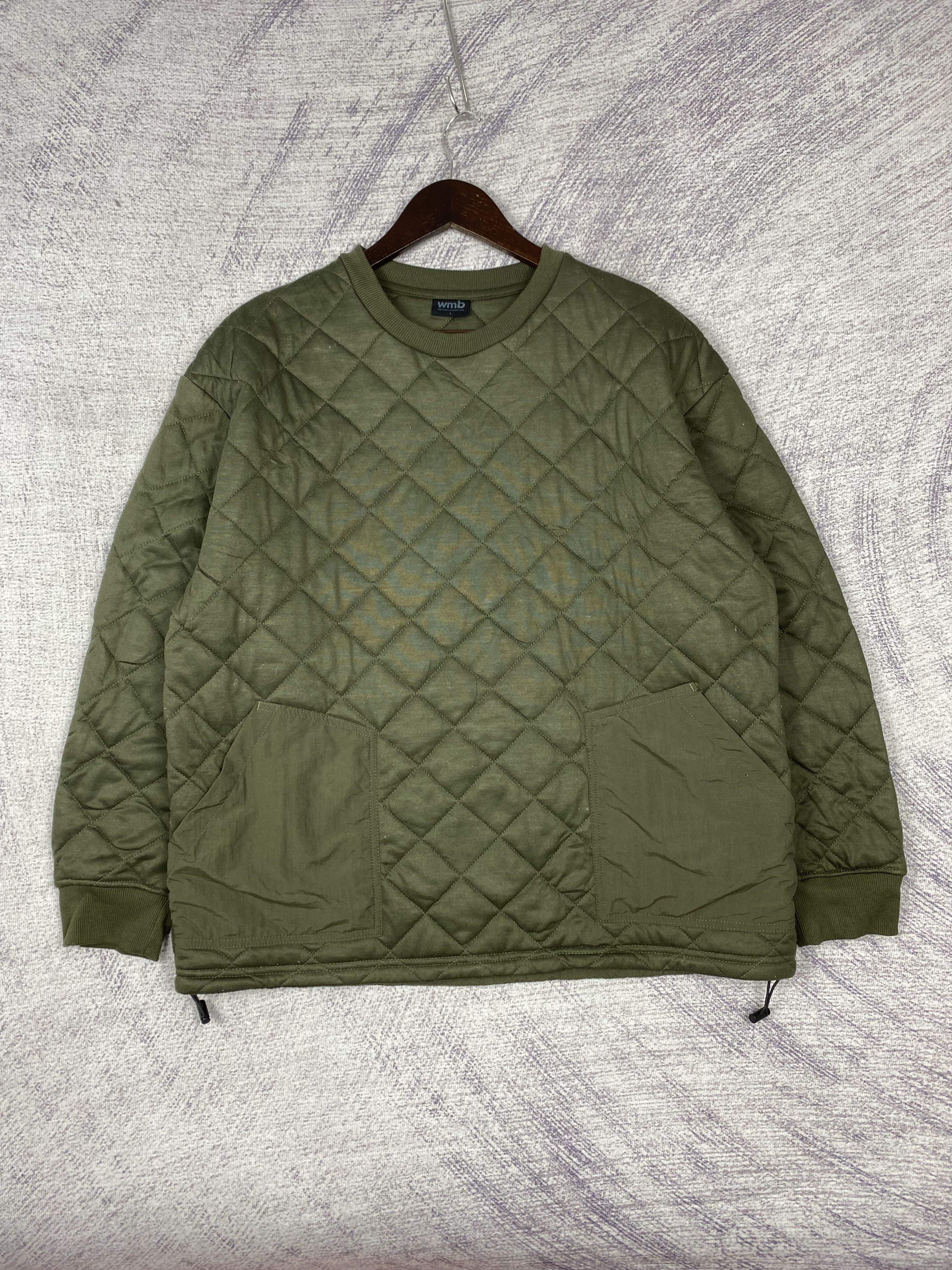 Japanese Brand Vintage WMB Olive Quilted Pullover Crewneck Sweatshirt Size US L / EU 52-54 / 3 - 1 Thumbnail