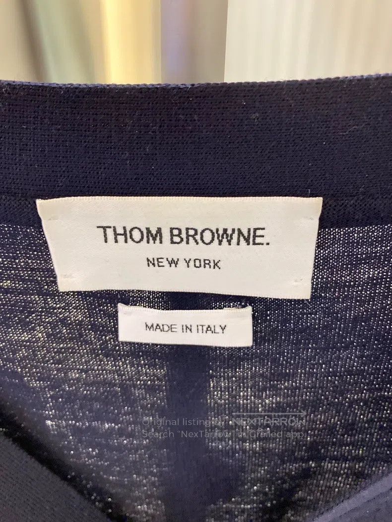 Thom Browne Thom Browne Navy Blue Classic Four Striped Wool Cardigan Size US XS / EU 42 / 0 - 2 Thumbnail