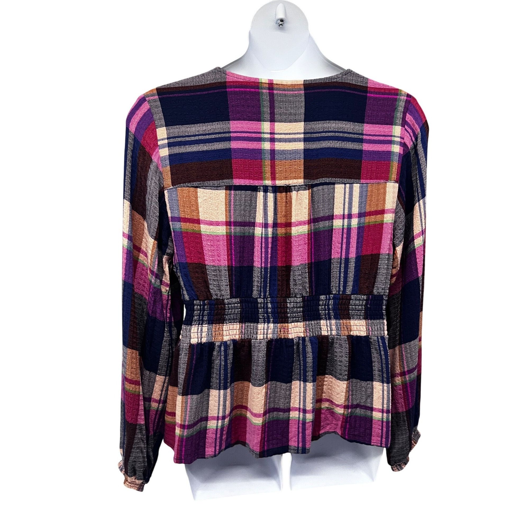 Anthropologie Anthropologie Pilcro The Rory Puff Sleeve Smocked V-Neck Pla Size XL / US 12-14 / IT 48-50 - 2 Thumbnail