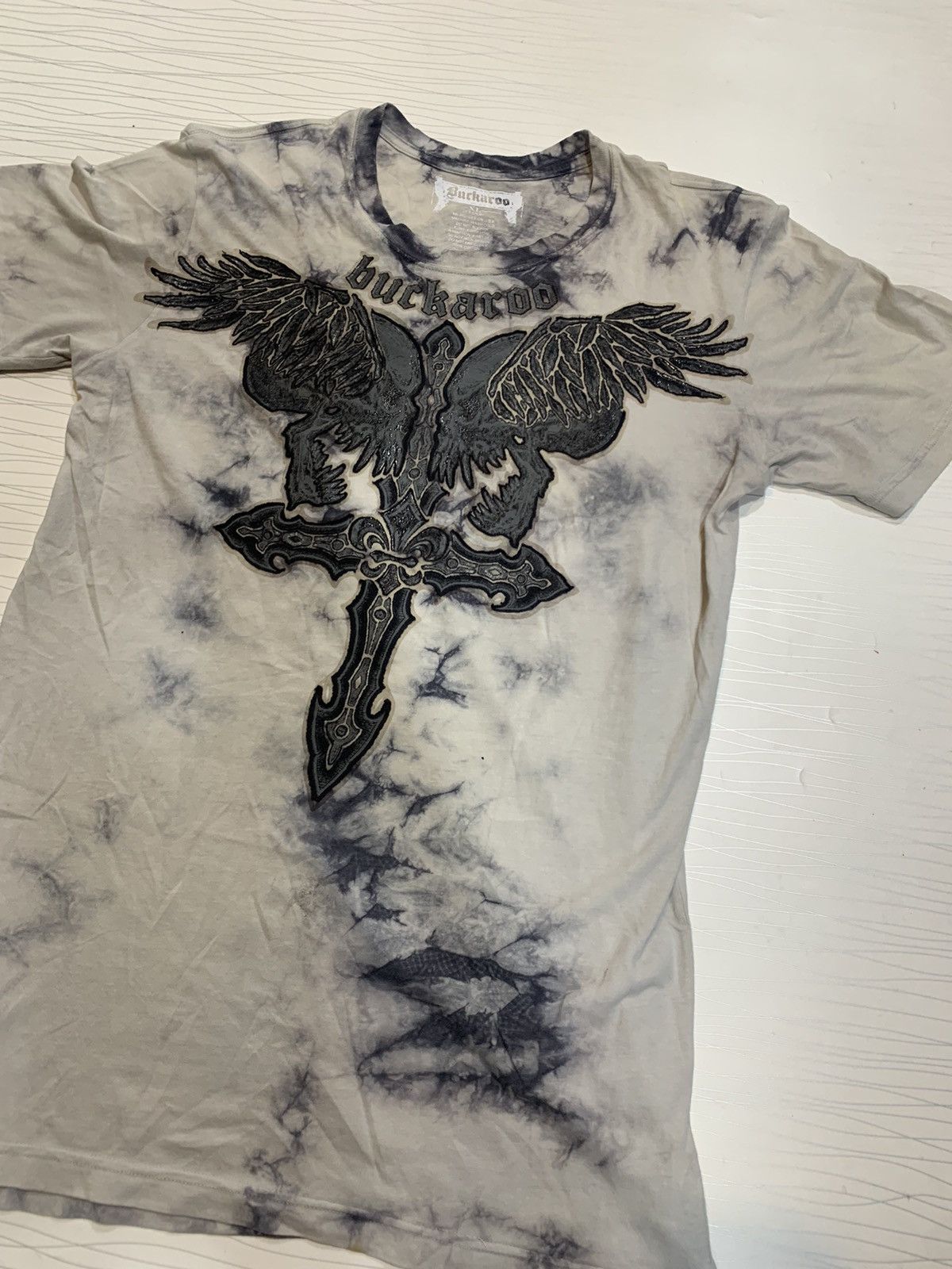 Japanese Brand Buckaroo Gothic Tie Dye Graphic Tee 💀 Size US L / EU 52-54 / 3 - 3 Thumbnail