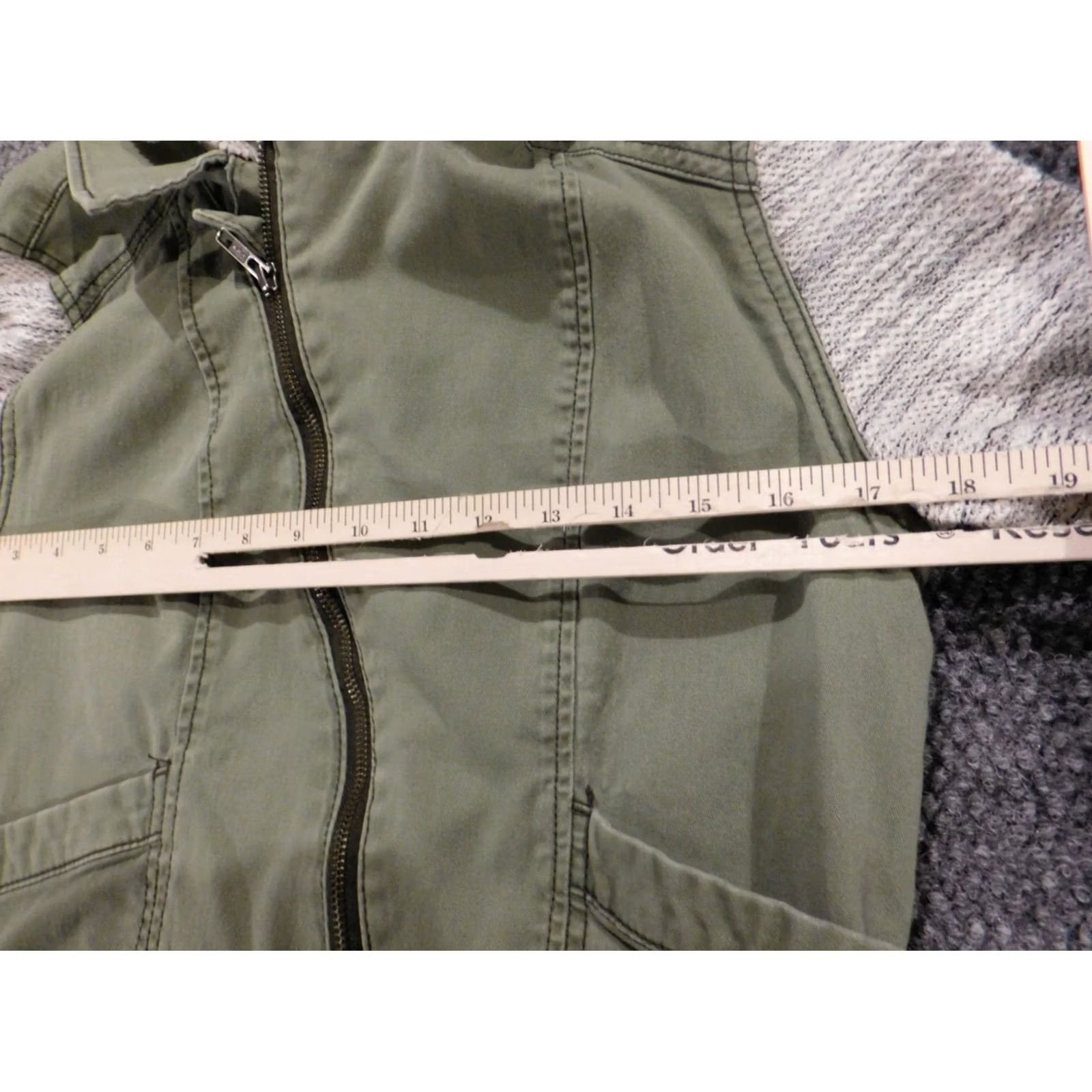 Mossimo Mossimo Womens Jacket Medium Green Full Zip stretch denim Casual Long Sleeve Solid Peanut Embroidered Peanuts 90s? Size M / US 6-8 / IT 42-44 - 5 Thumbnail
