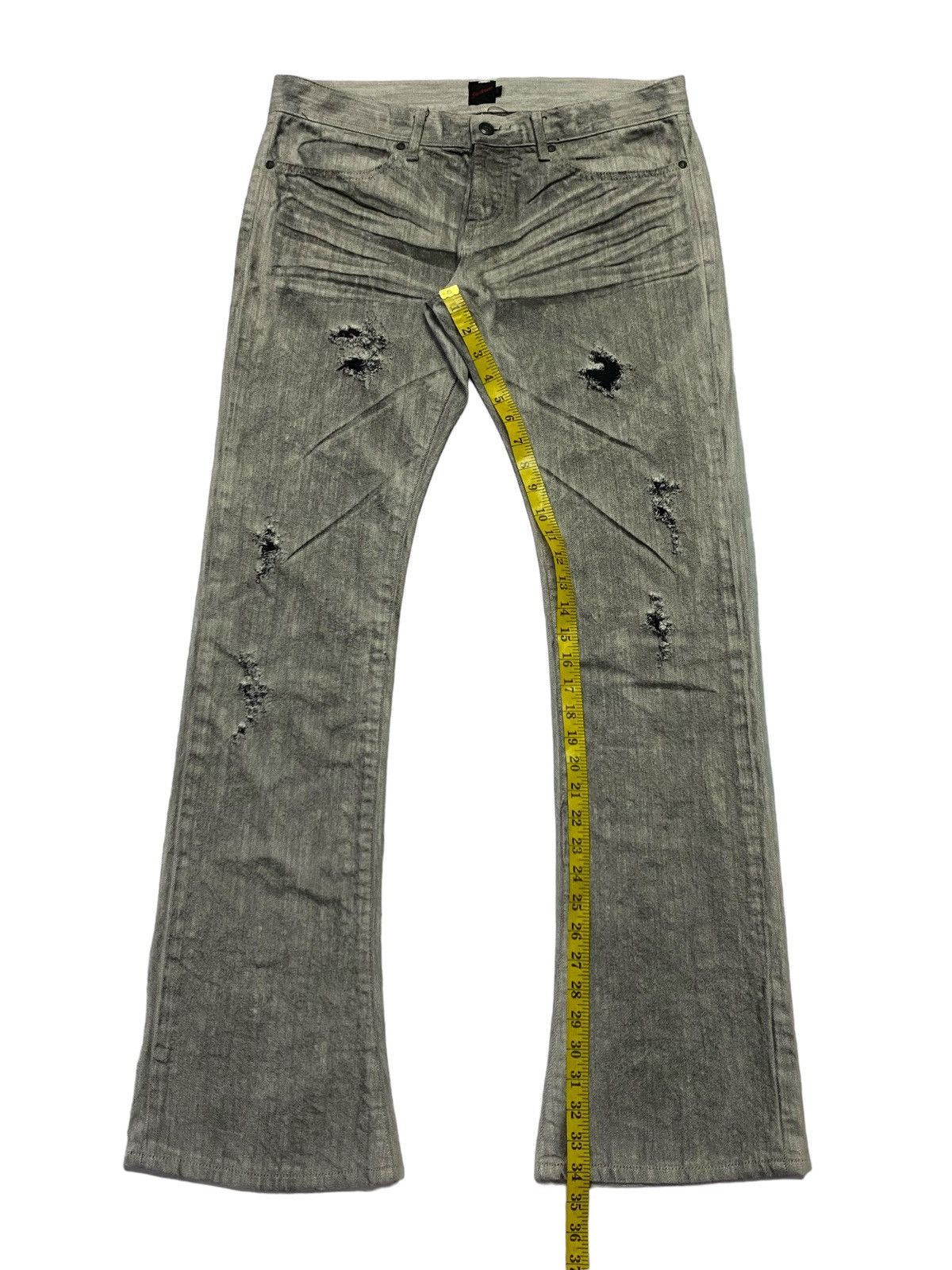 JACKROSE Jack Rose Ripped Distressed Clow Mark Smoke Denim Pants Size 33" - 7 Thumbnail