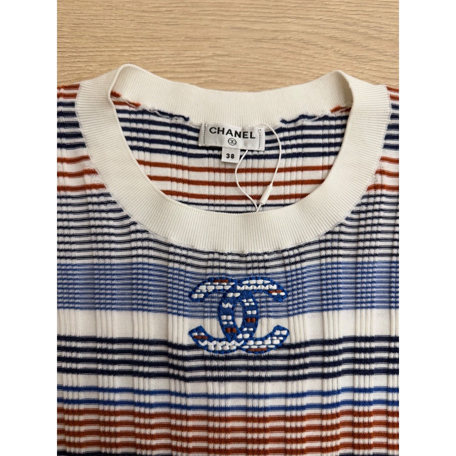 Chanel Chanel 21C Blue White Orange Striped CC Logo Top Pullover 38 Size XS / US 0-2 / IT 36-38 - 3 Thumbnail