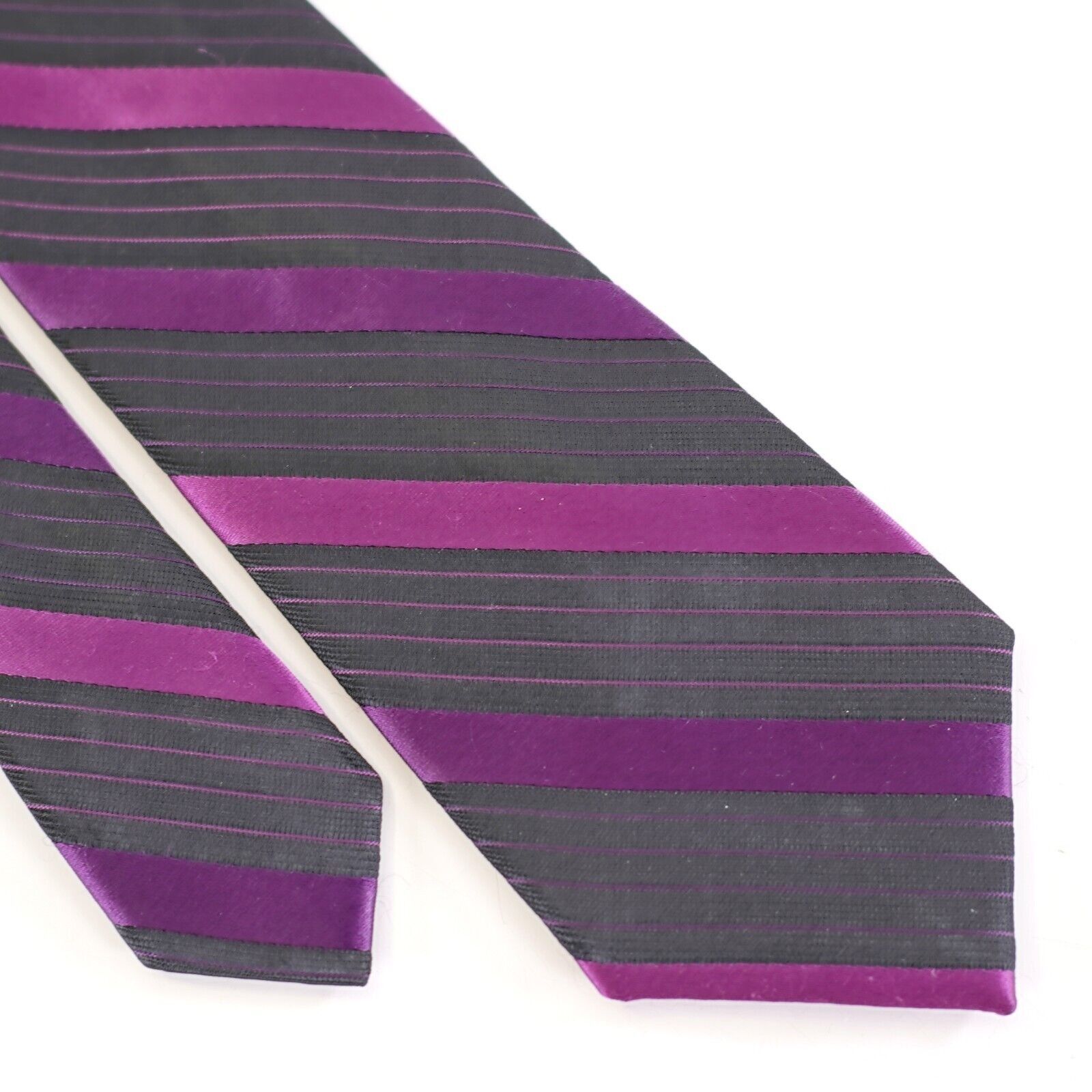 Apt. 9 Apt 9 Purple Black Striped Woven Polyester Skinny Tie Size ONE SIZE - 1 Thumbnail