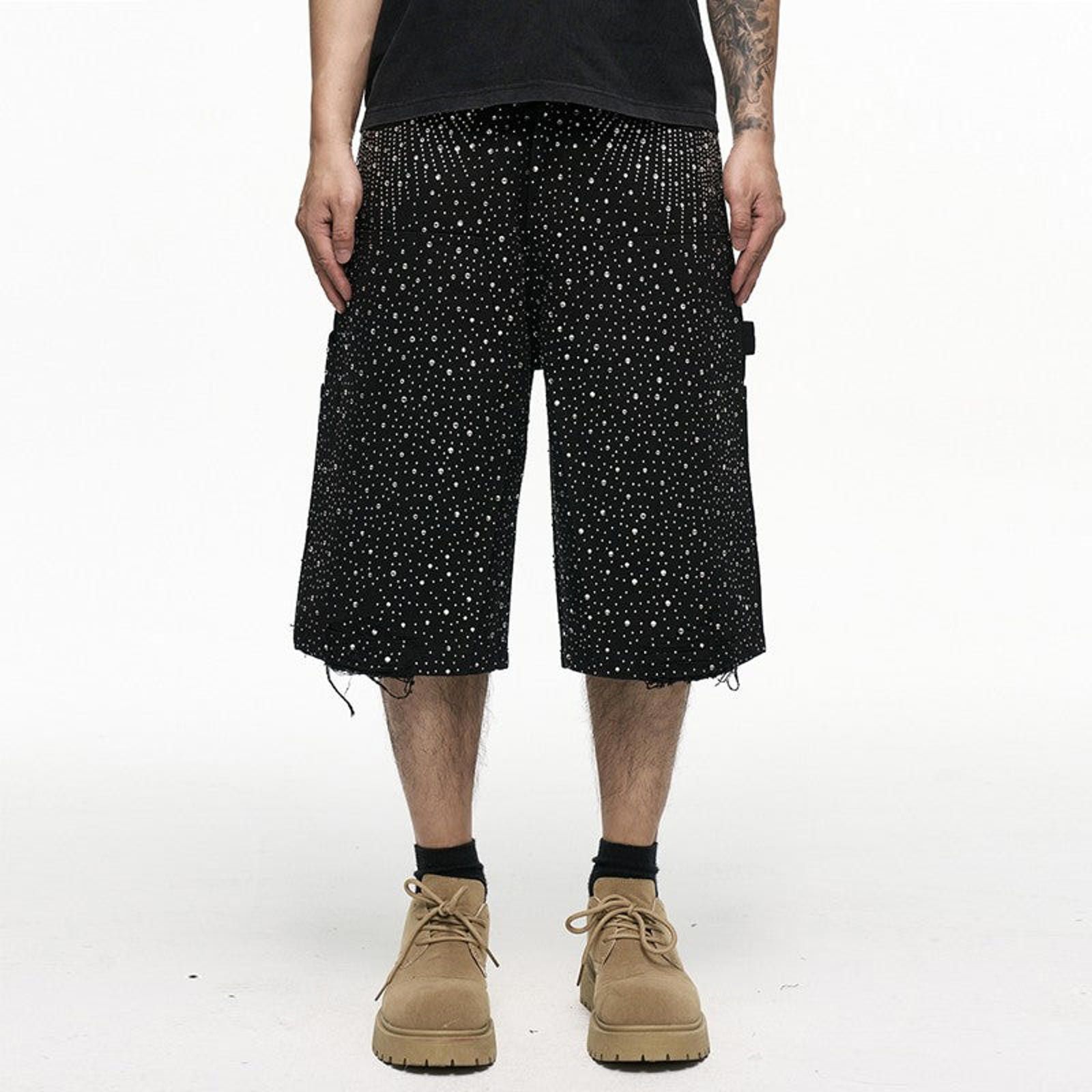 Rhinestone Accent Long Shorts