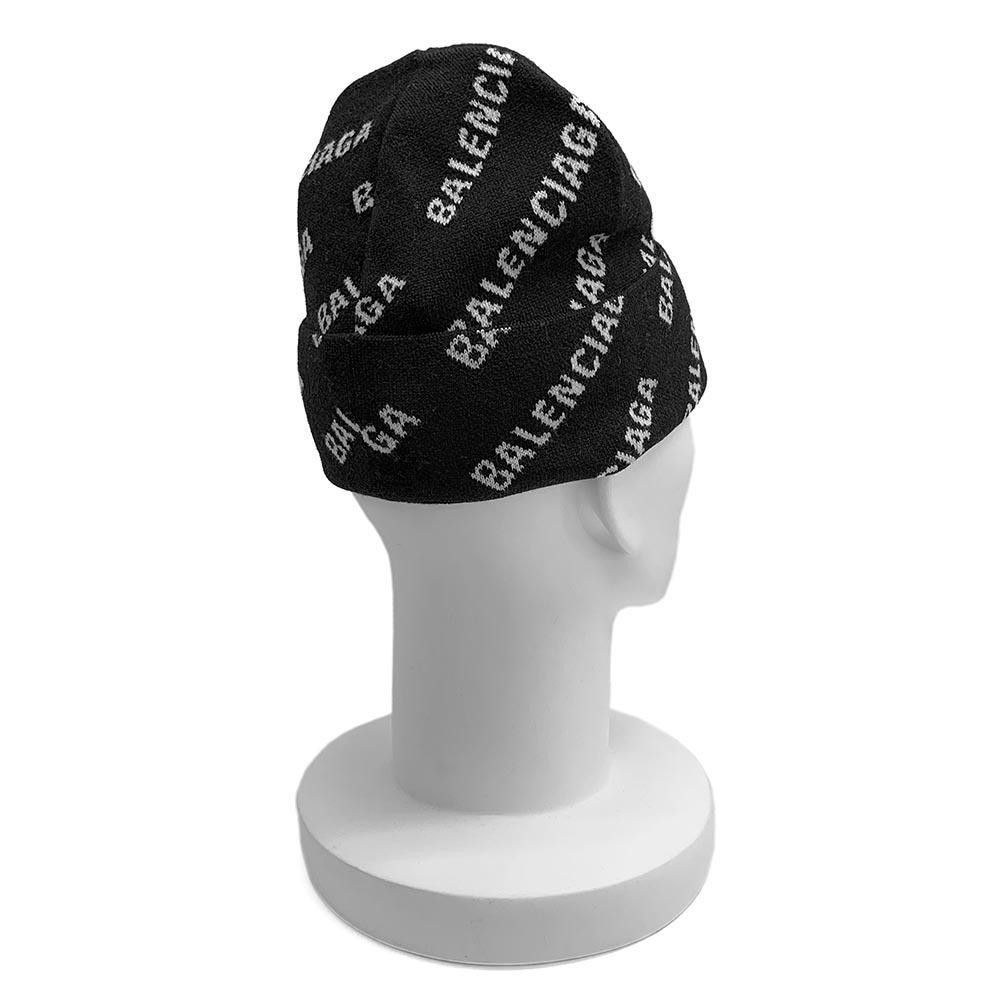 Balenciaga o1srvl11e0224 Size: OS Mini Allover Logo Beanie in White Size ONE SIZE - 3 Thumbnail