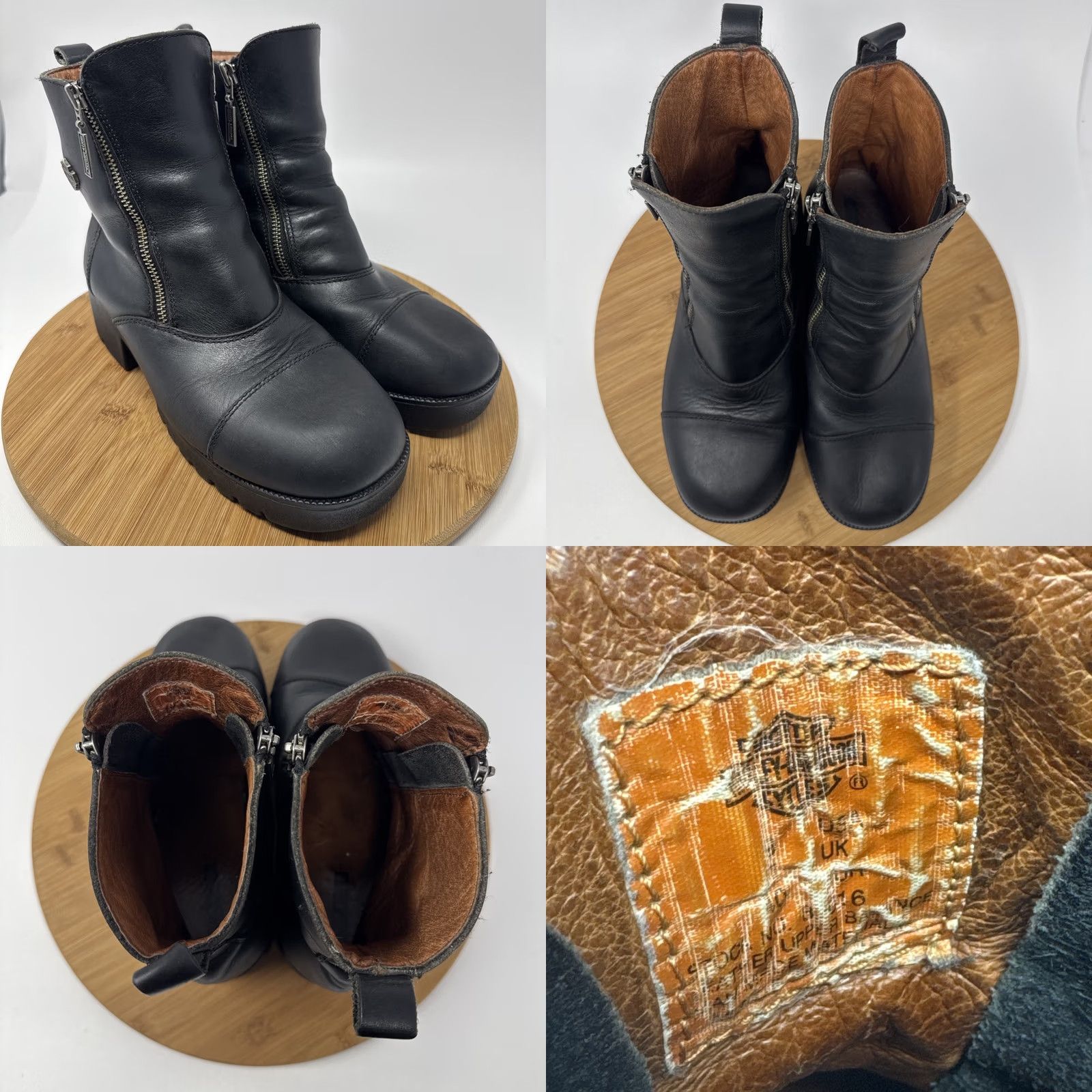 Harley Davidson Harley-Davidson Boots Womens Black Leather Side Zip Biker Ankle 9 Size US 9 / IT 39 - 8 Thumbnail