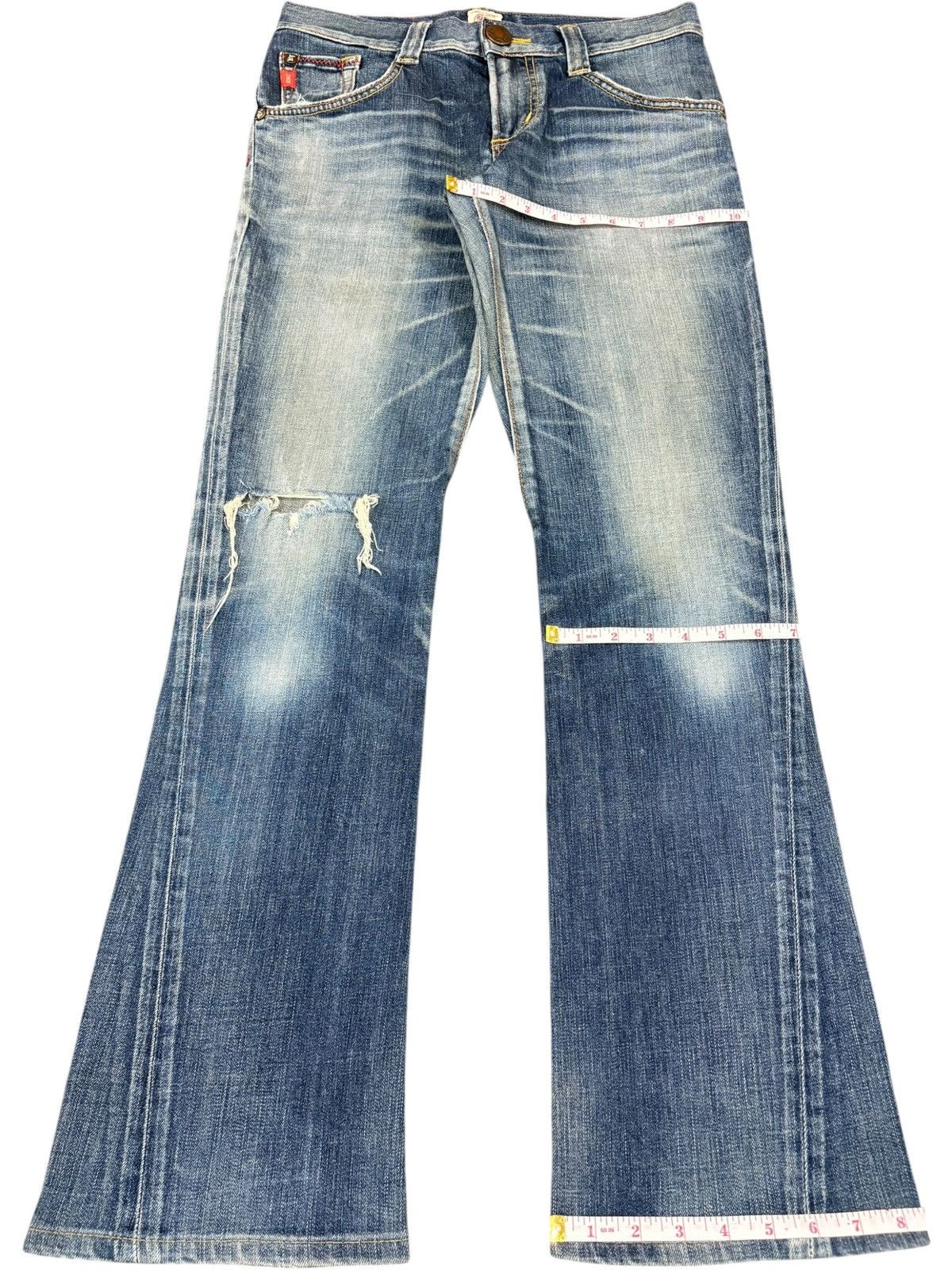 Edwin Vintage Edwin Blue Trip Buckle Back Spiral Flare Jeans Size US 30 / EU 46 - 14 Thumbnail