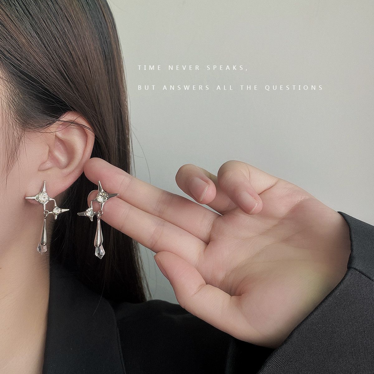 Jewelry Star New Trend Earrings One Pairs Chrome Jewelry Size ONE SIZE - 3 Thumbnail