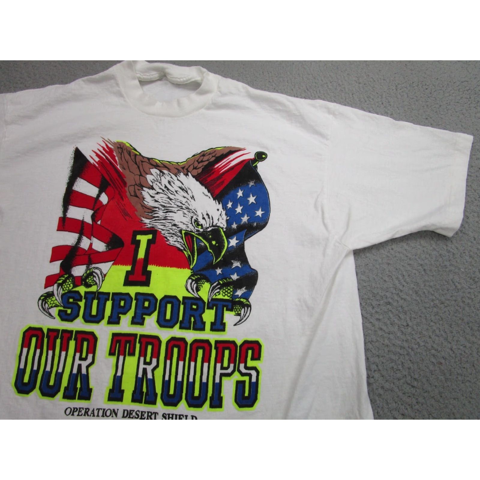 Hanes VINTAGE Hanes Military Shirt Mens XL Operation Desert Shield 90s Short Sleeve Crew Neck T-Shirt White Blackprints Vintage 90s Mens Size US XL / EU 56 / 4 - 2 Thumbnail