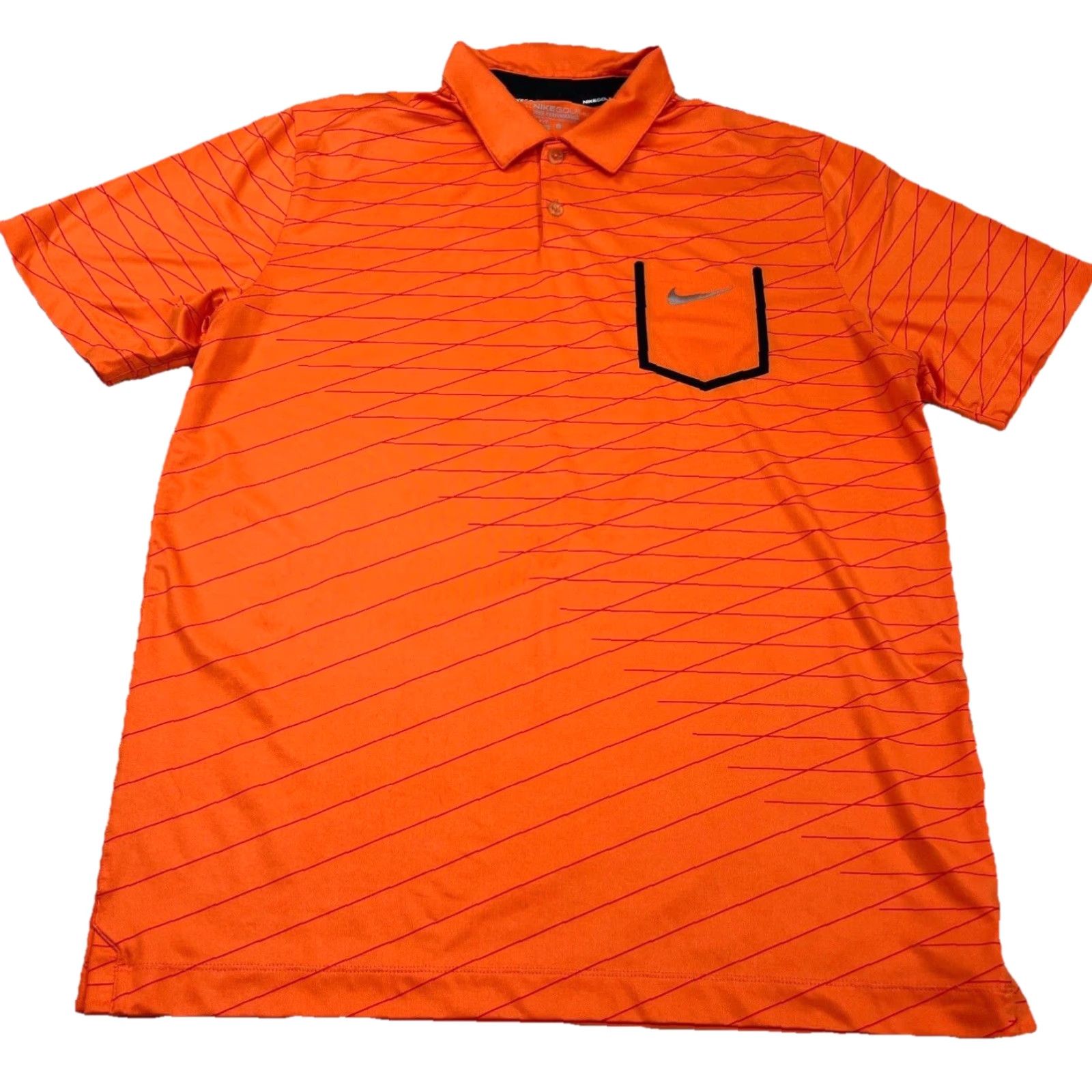 Nike Nike Polo Shirt Men L Orange Dri Fit Tour Performance Golf Pocket Geometric Size US L / EU 52-54 / 3 - 2 Thumbnail