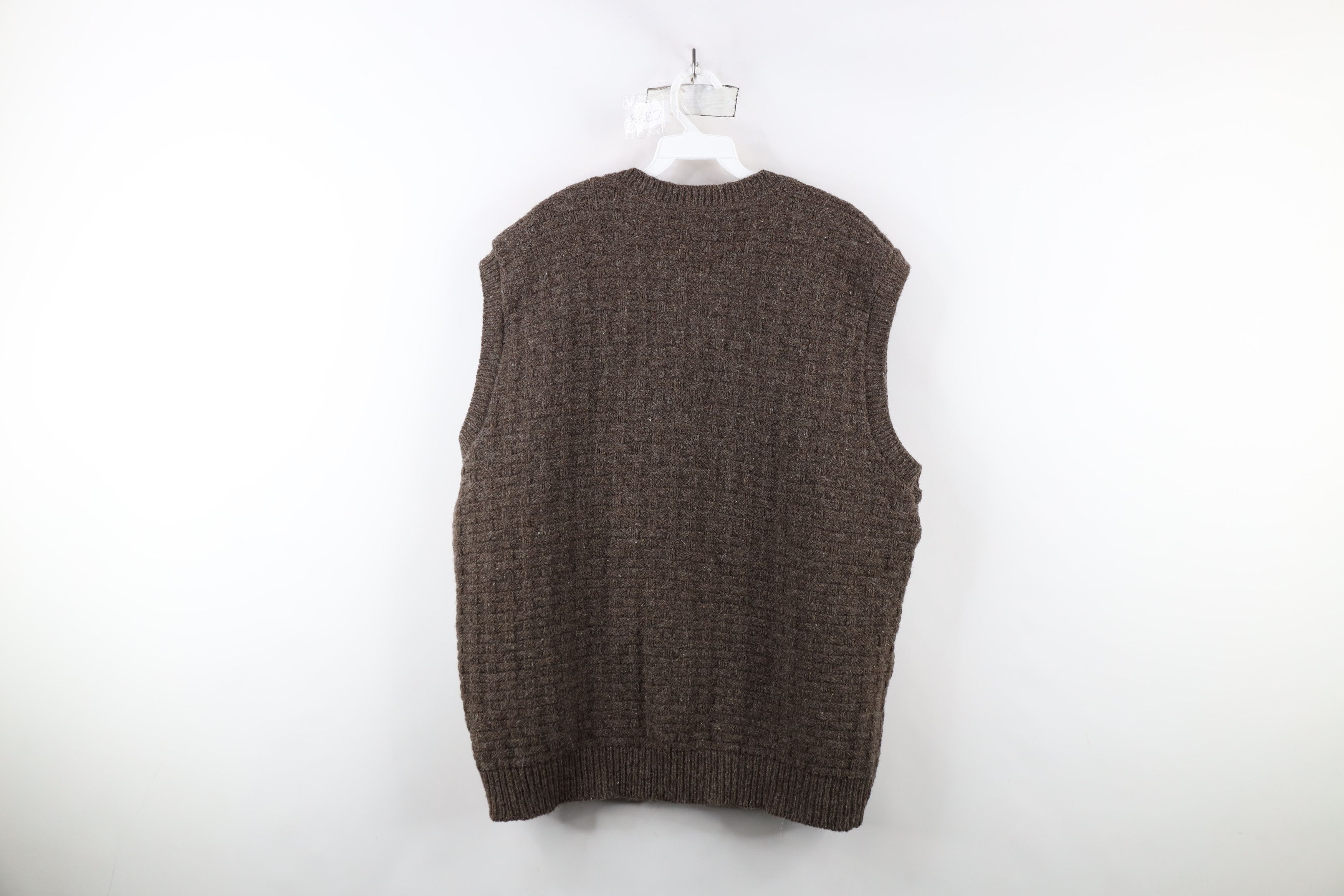 Orvis × Vintage Vintage 90s Orvis Weave Knit Cardigan Sweater Vest Brown USA Size US XXL / EU 58 / 5 - 9 Thumbnail