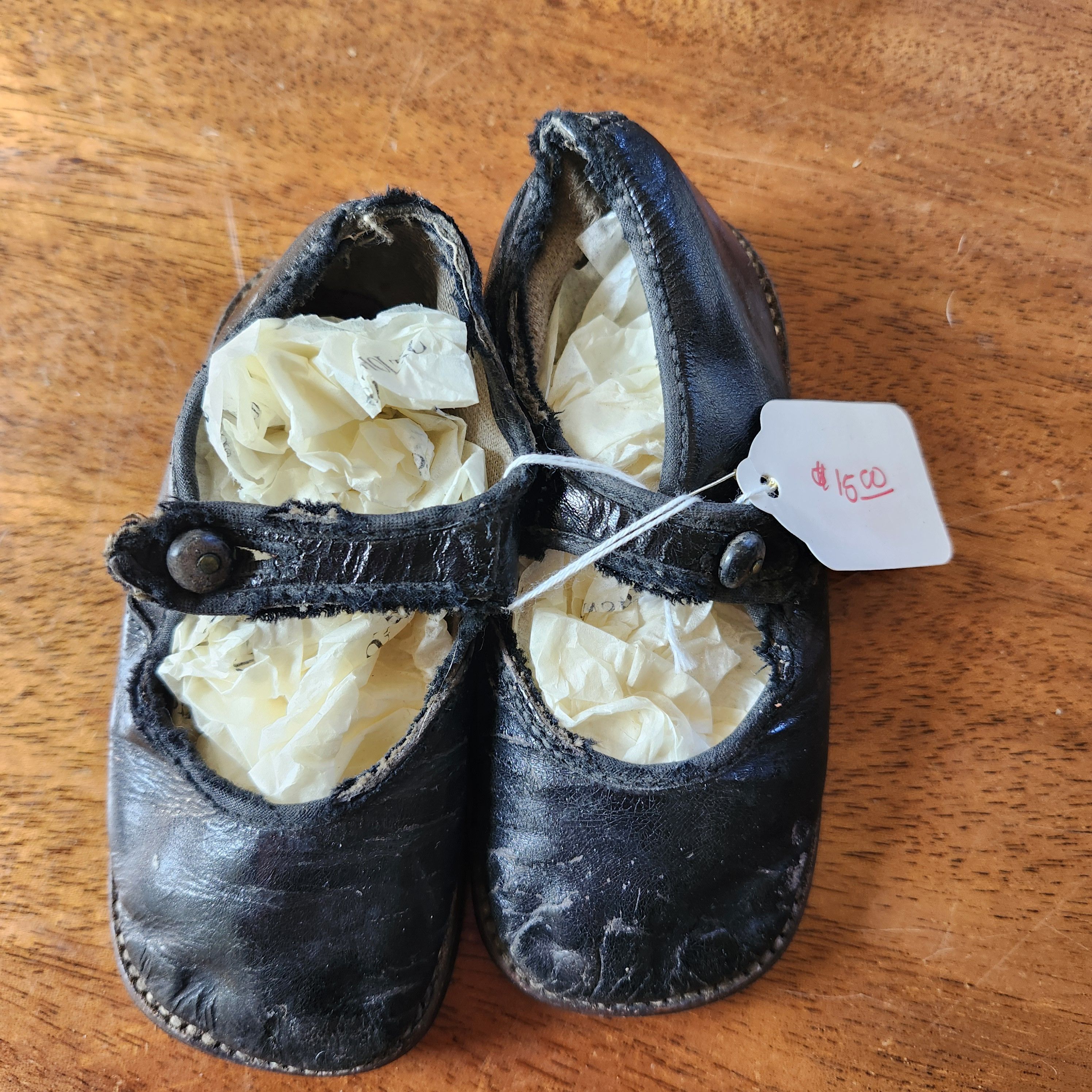 Other Vintage Black Leather Button Baby Shoe Infant Collectible Size ONE SIZE - 1 Thumbnail