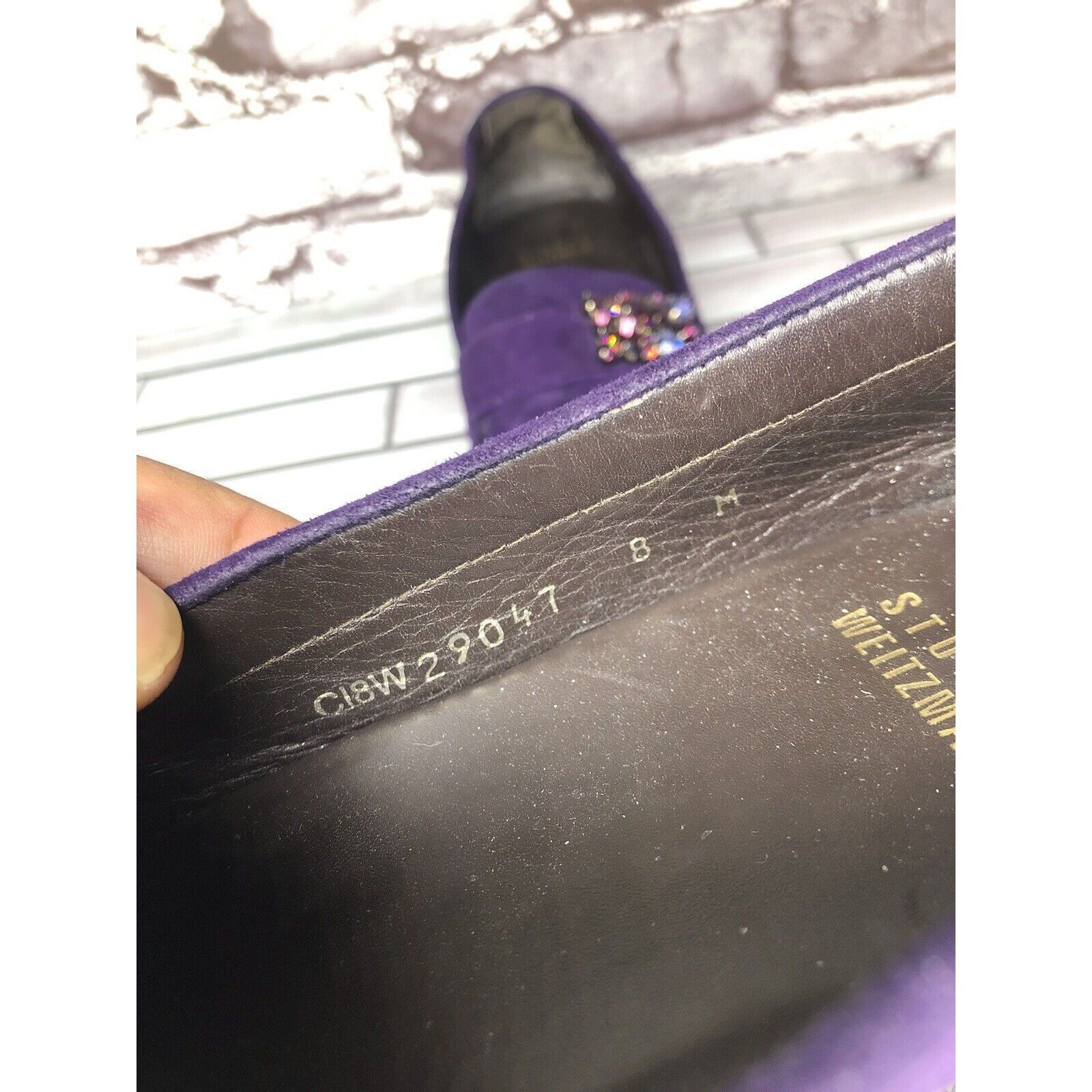 Stuart Weitzman Stuart Weitzman Purple Suede Leather Rhinestone Pump Shoes W Size US 8.5 / IT 38.5 - 10 Thumbnail