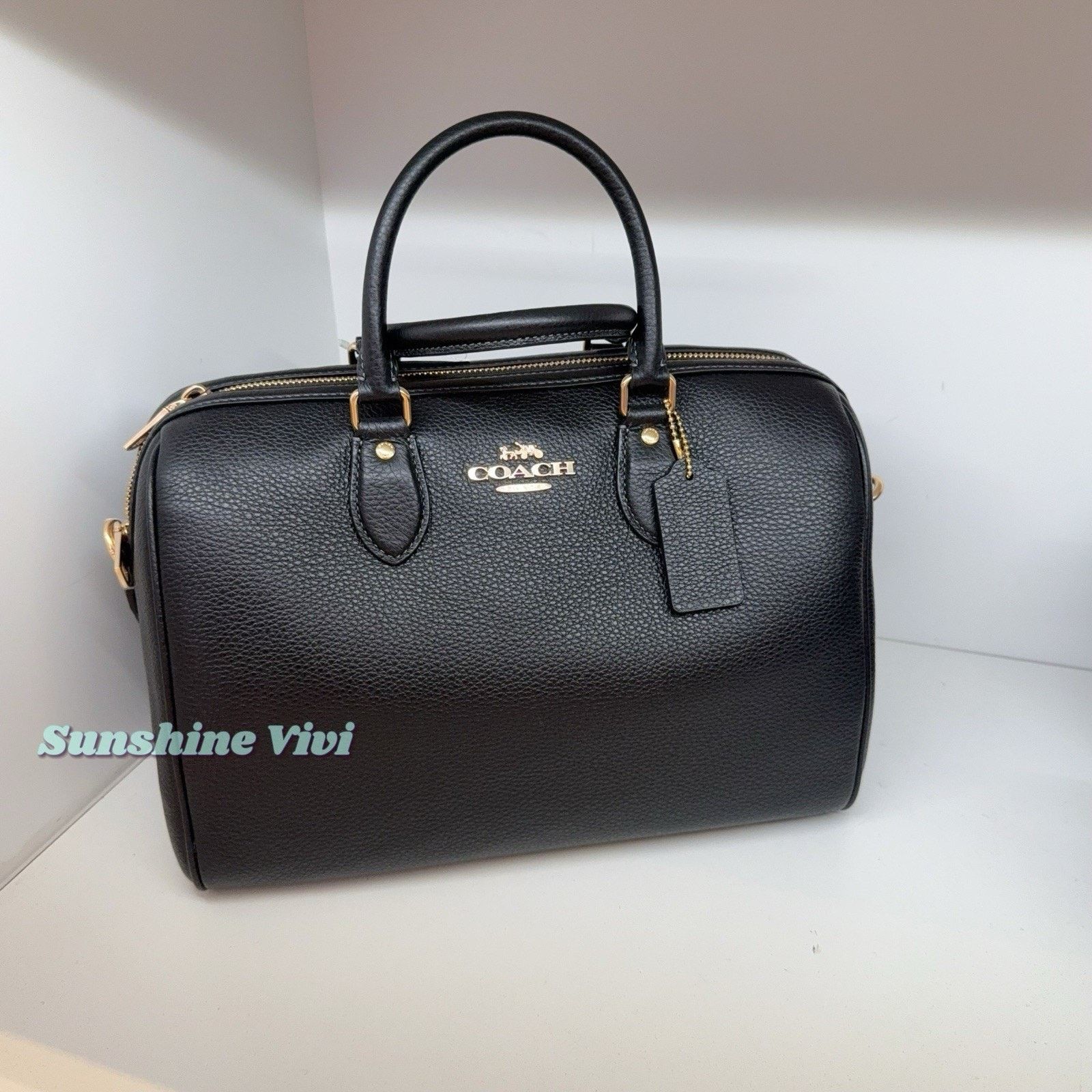Coach NWT Coach Rowan Large Satchel Bag Leather CV960 Gold/Black Size ONE SIZE - 6 Thumbnail