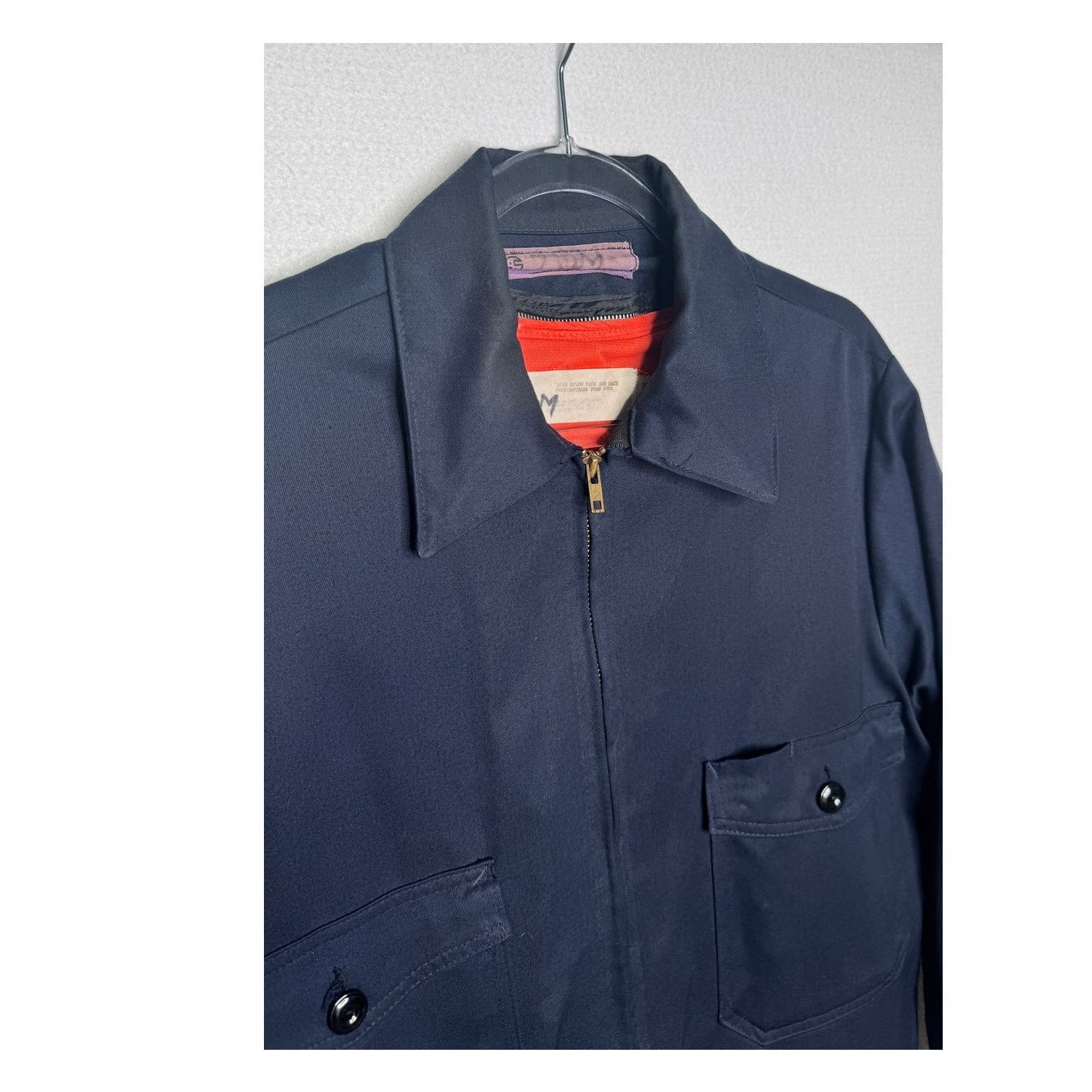 Vintage 1980s Navy Workwear Jacket Removable Orange Liner Men’s L Size US L / EU 52-54 / 3 - 7 Thumbnail