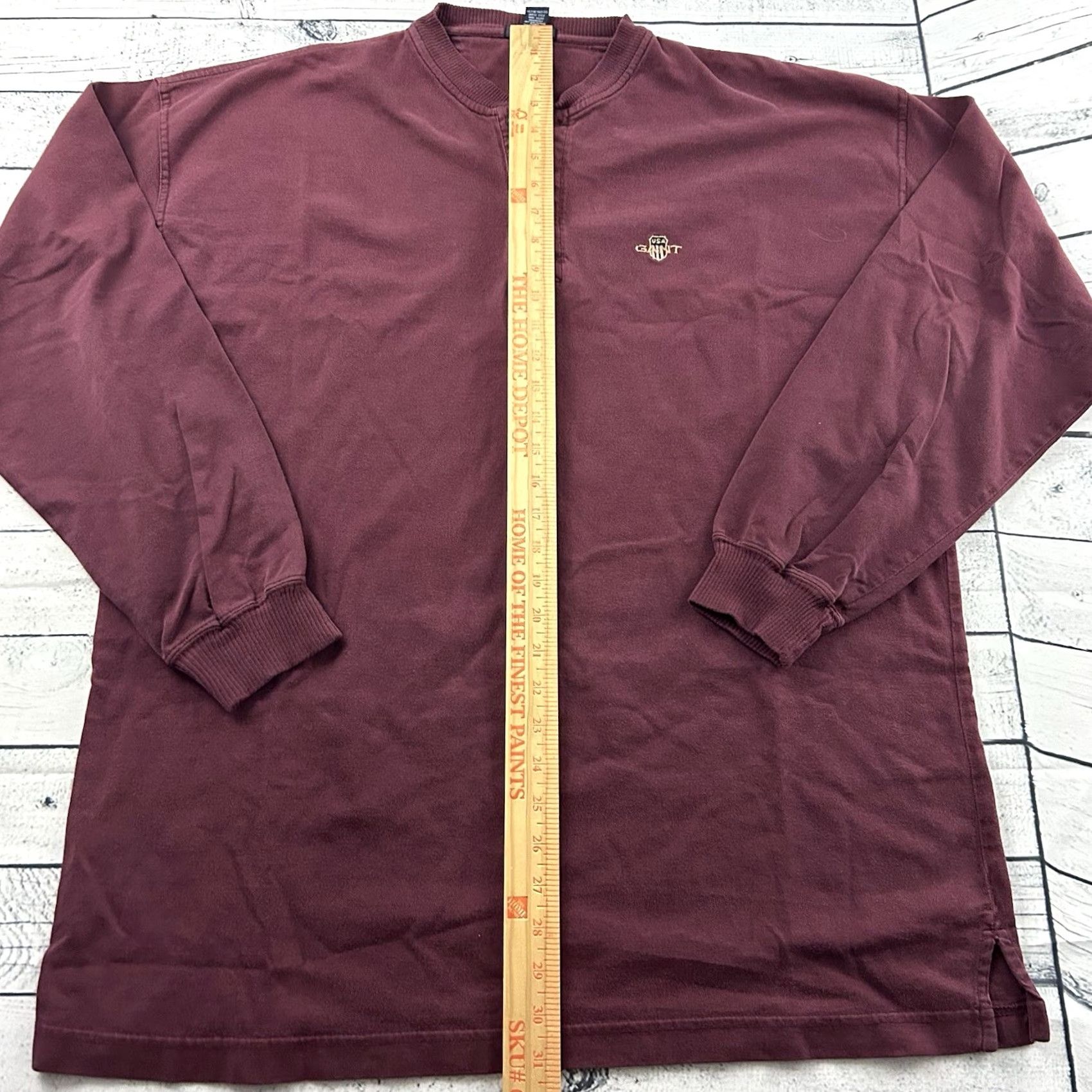 Gant GANT Long Sleeve Button-Up Henley Shirt XL Mens Maroon Red Vintage Shirt Mens XL Henley Button-Up Sleeve Long Sleeve Size US XL / EU 56 / 4 - 4 Thumbnail