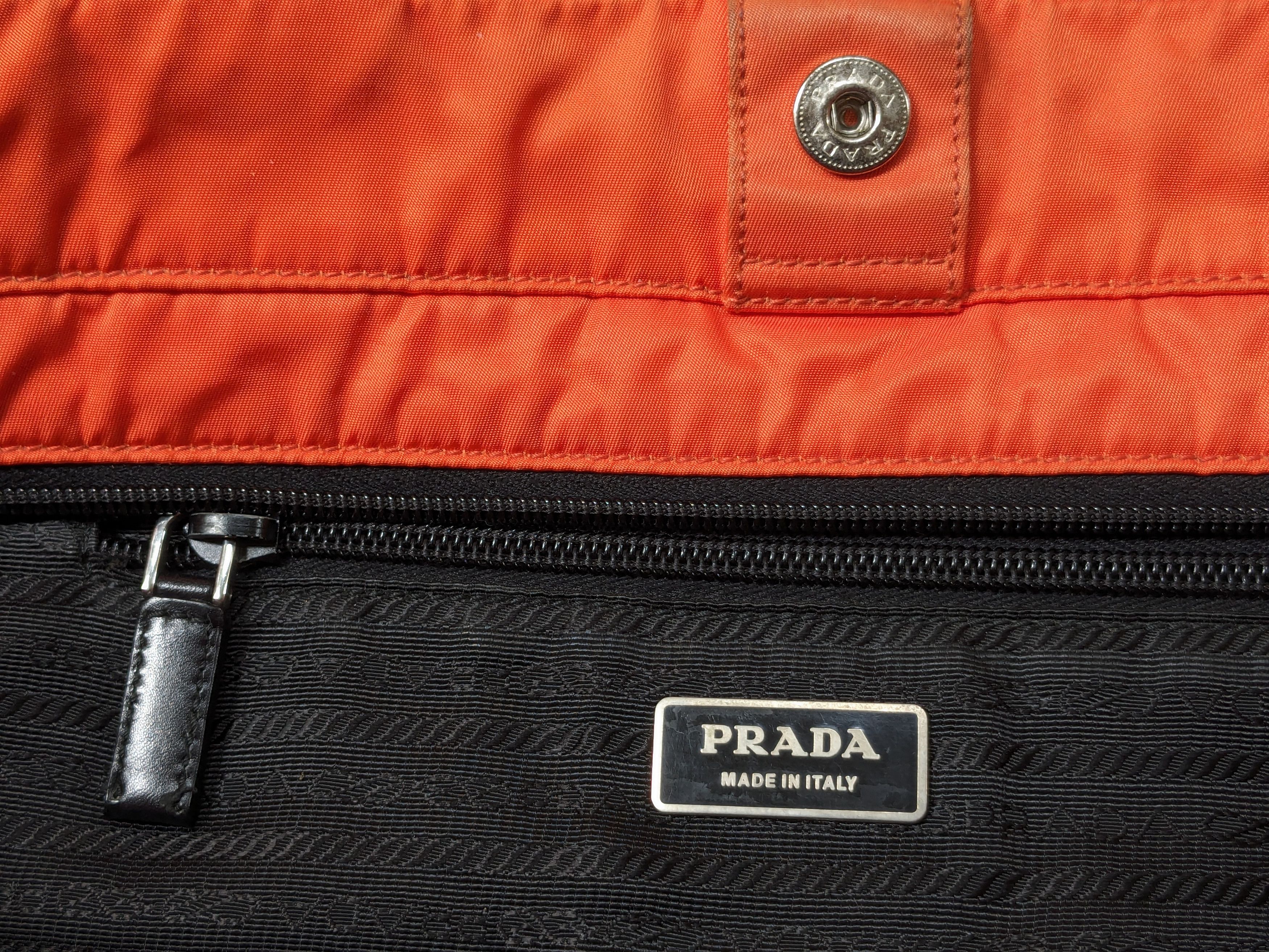 Prada Prada Bag Tote Purse Orange Nylon Black 2Way Shoulder Size ONE SIZE - 12 Thumbnail